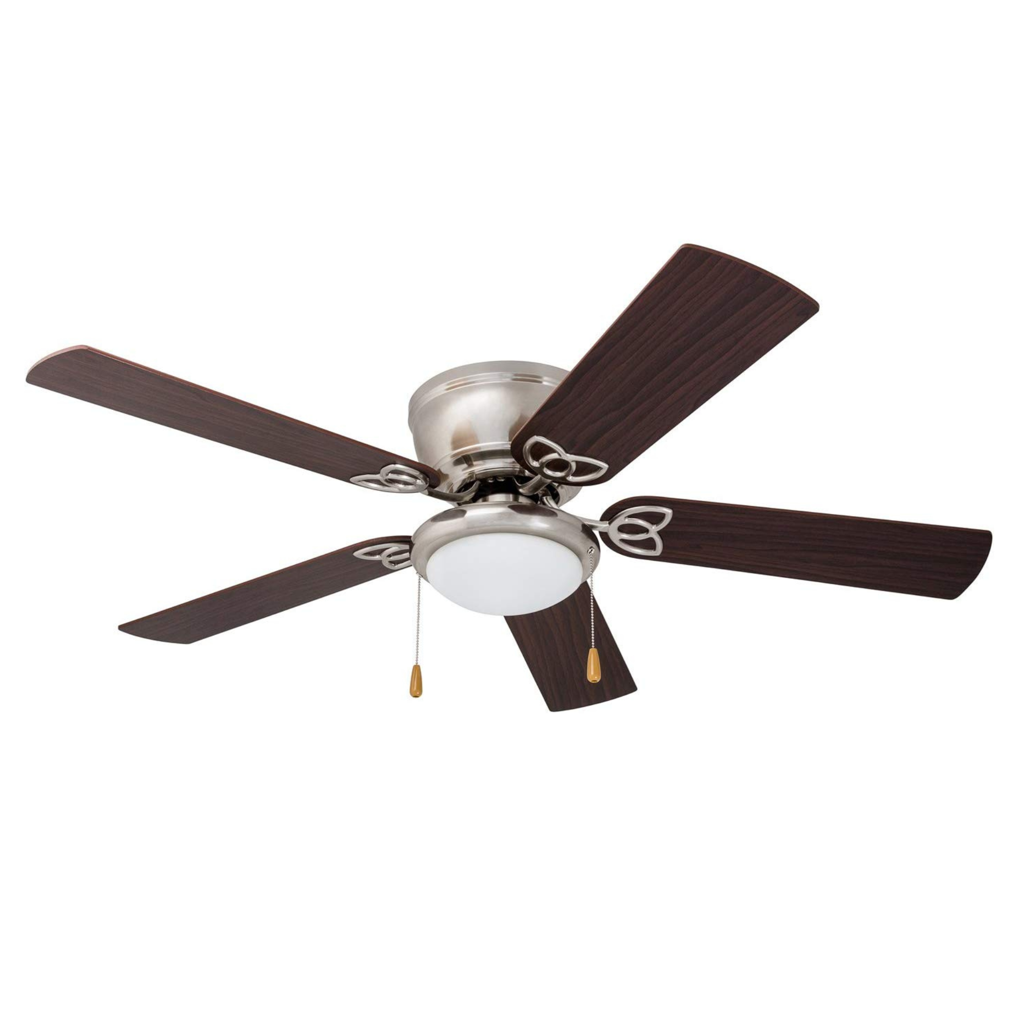 Prominence Home Benton 52-Inch Flush Mount Ceiling Fan With LED Light - Traditional Indoor Fan With Pull Chain