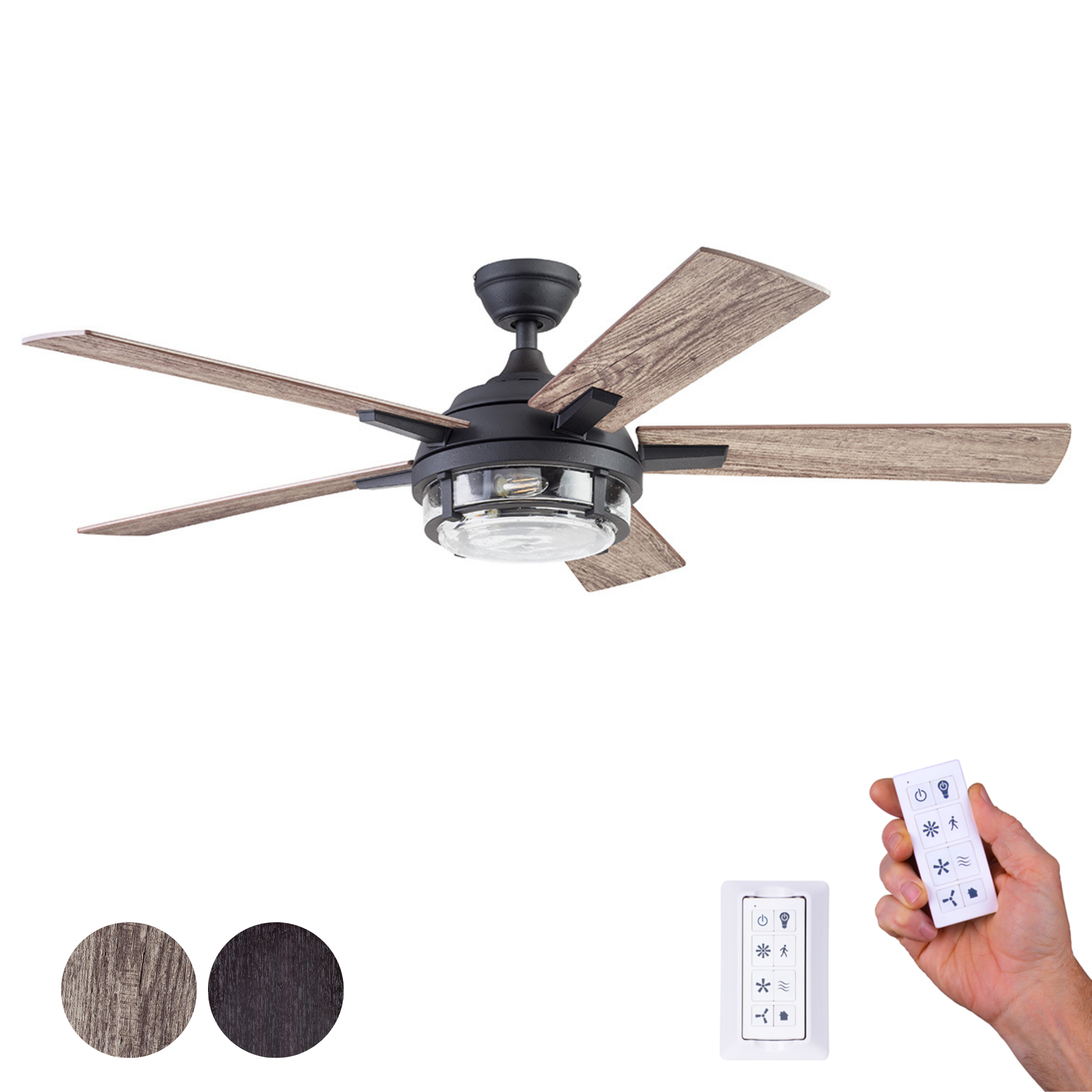 52 Inch Freyr, Textured Black, Remote Control, Indoor/Outdoor