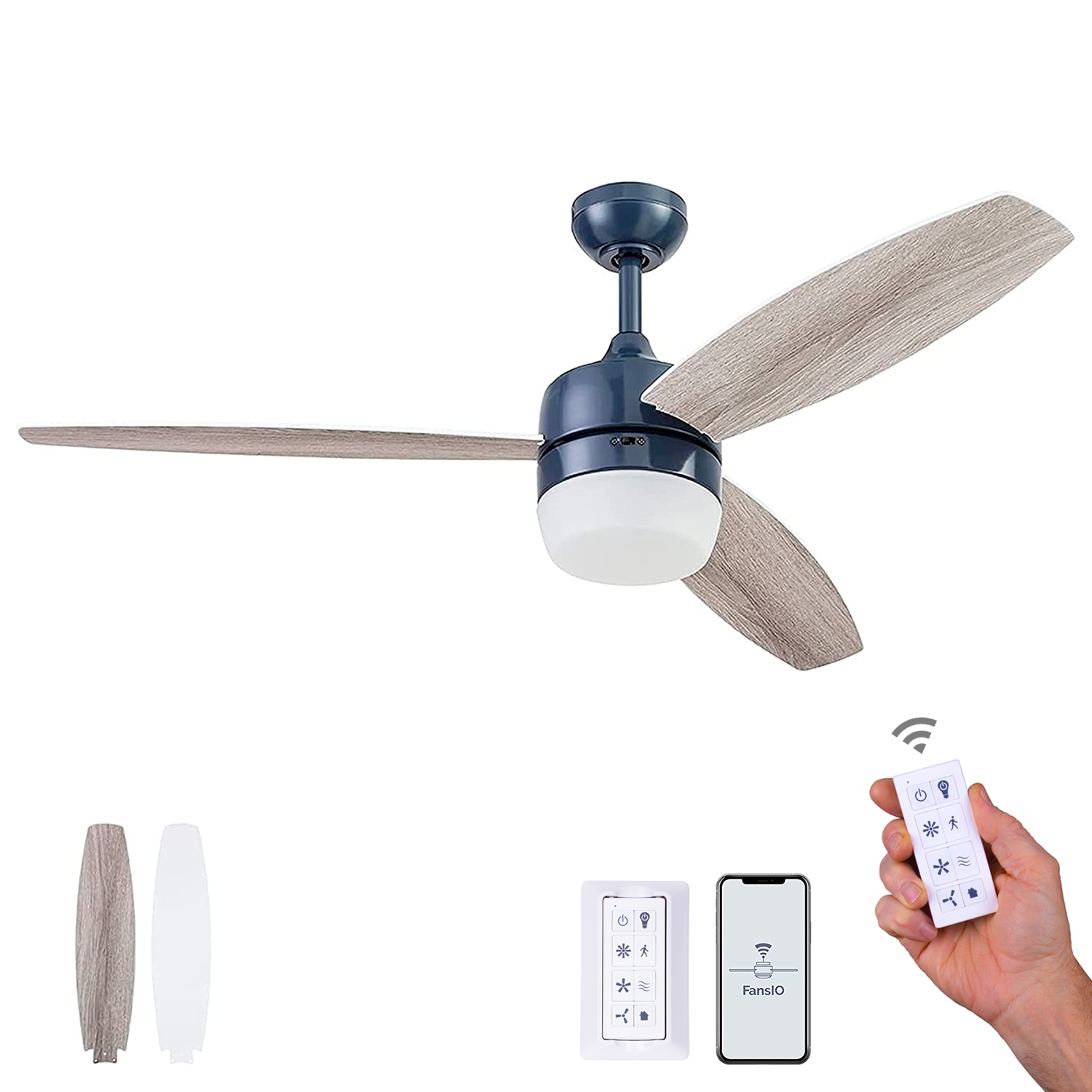 52 Inch Enoki, Sapphire Blue, Remote Control, Smart Ceiling Fan by Prominence Home