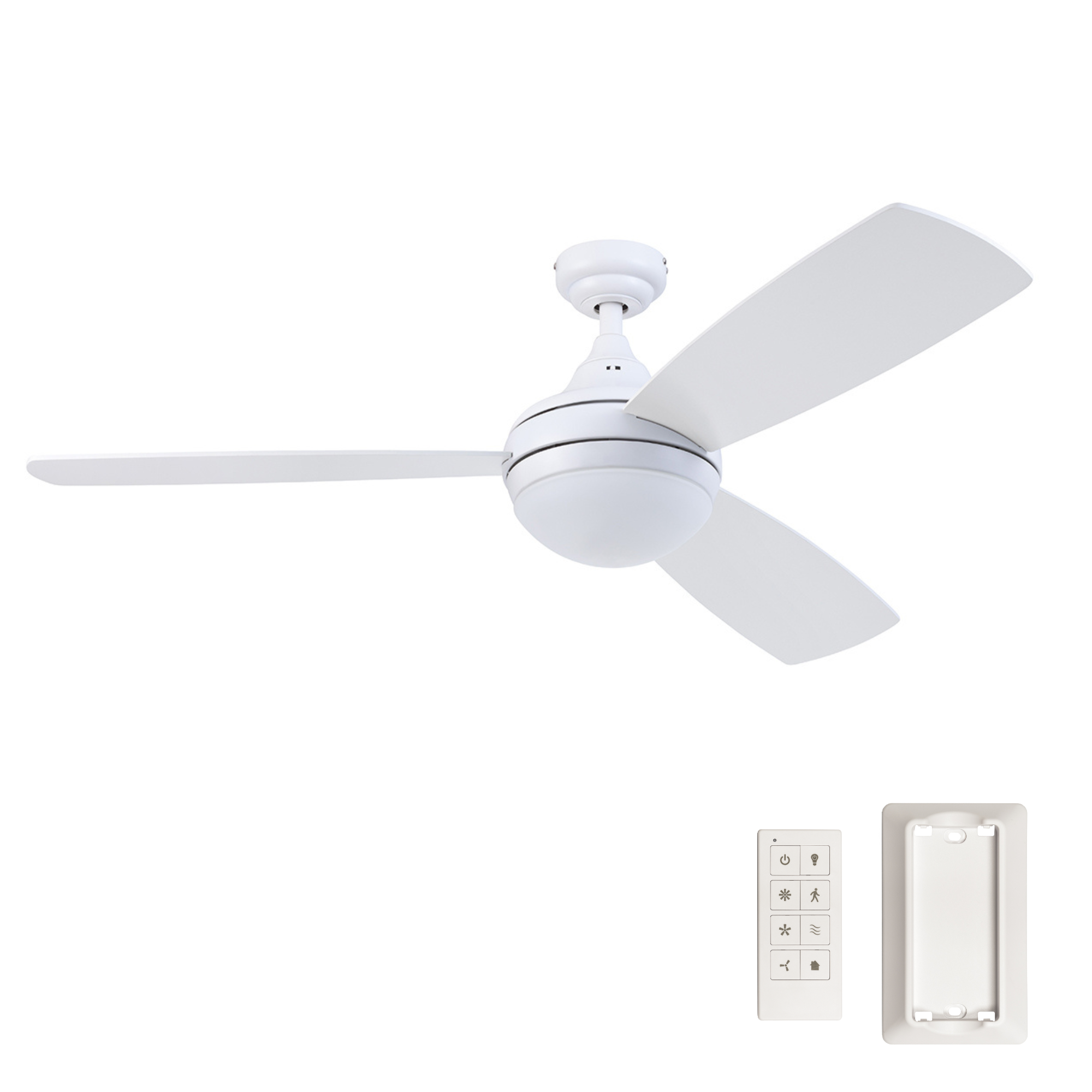 CJOY 52'' White Ceiling Fans With Lights And Remote, Quiet Ceiling Fan