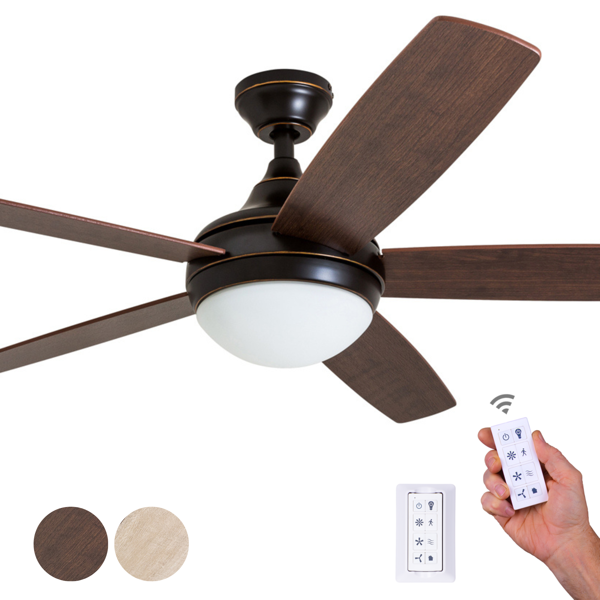 52 Inch Ashby, Oil Rubbed Bronze, Remote Control, Ceiling Fan 