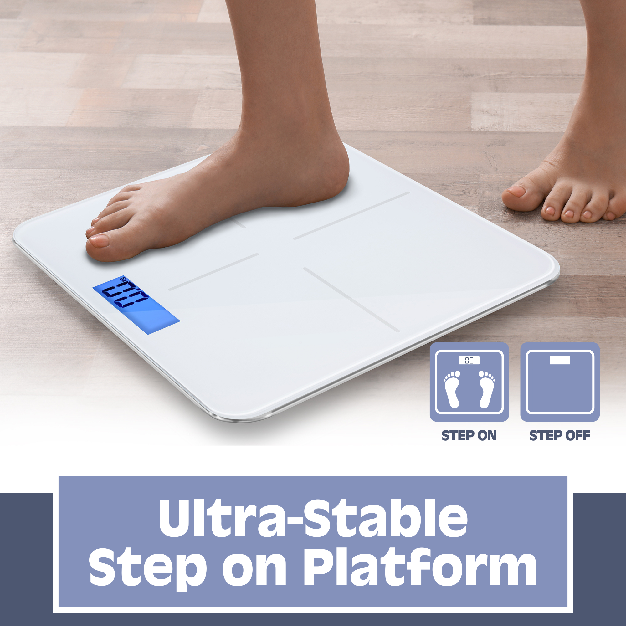 Digital Bathroom Scale for Body Weight, Auto Step-On Design, Ultra Thin, White by Prominence Home