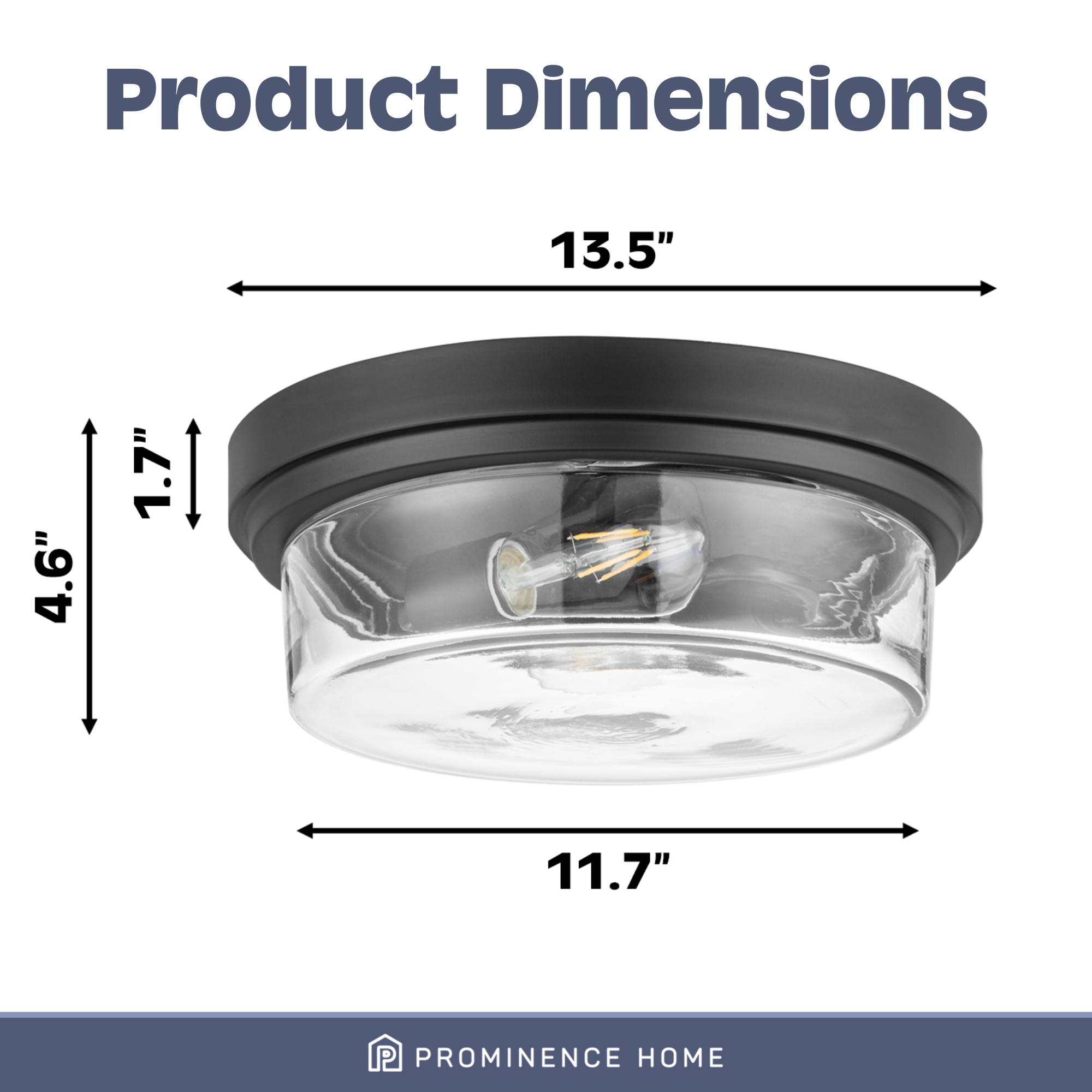 Madalyn, Drum Flushmount Light Fixture, Clear Glass, Espresso by Prominence Home