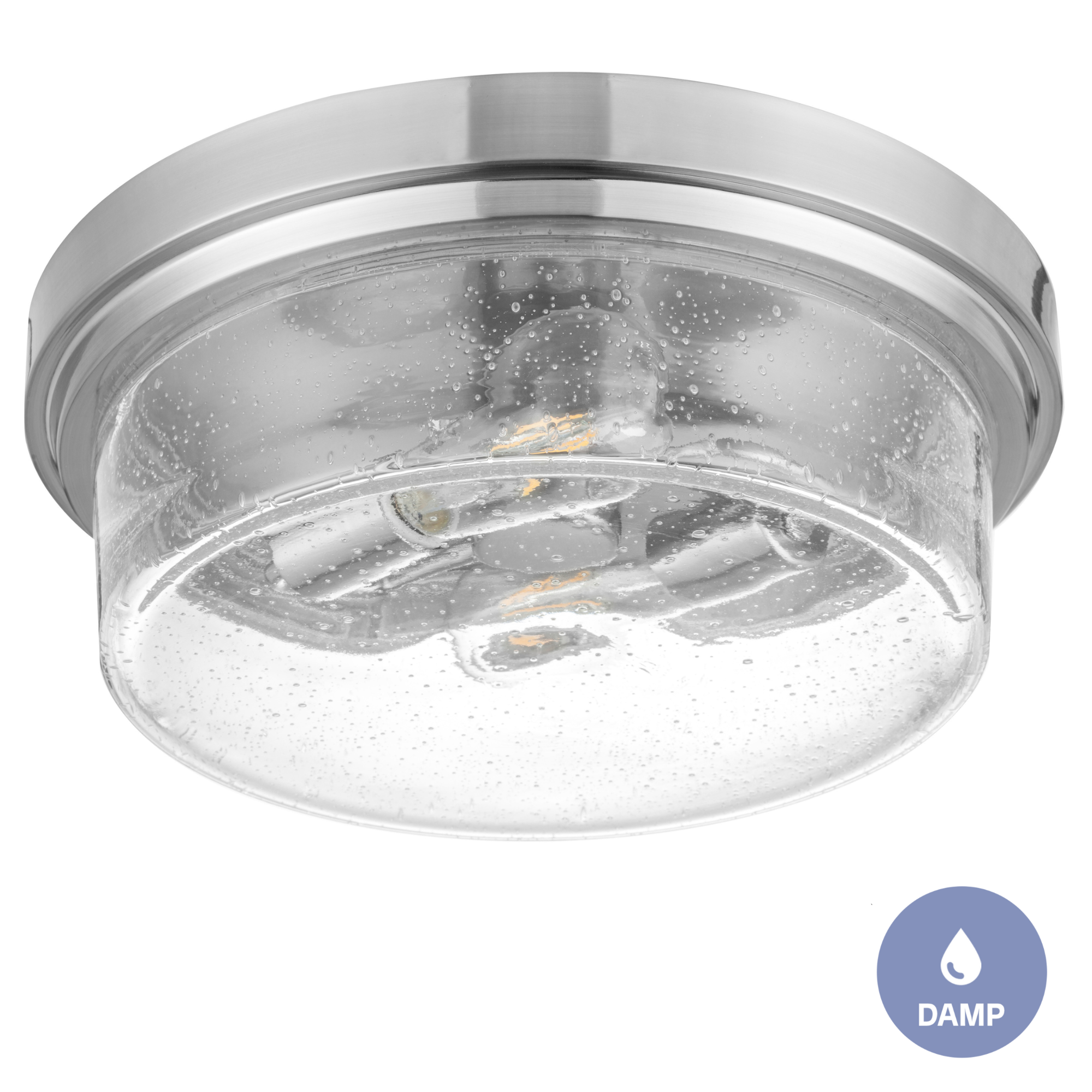 Madalyn Drum Flushmount Light Fixture Clear Seeded Glass
