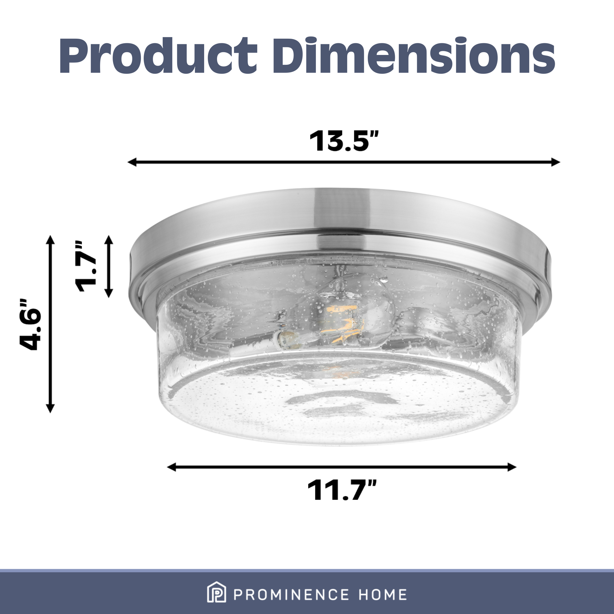 Madalyn, Drum Flushmount Light Fixture, Clear Seeded Glass, Brushed Nickel by Prominence Home