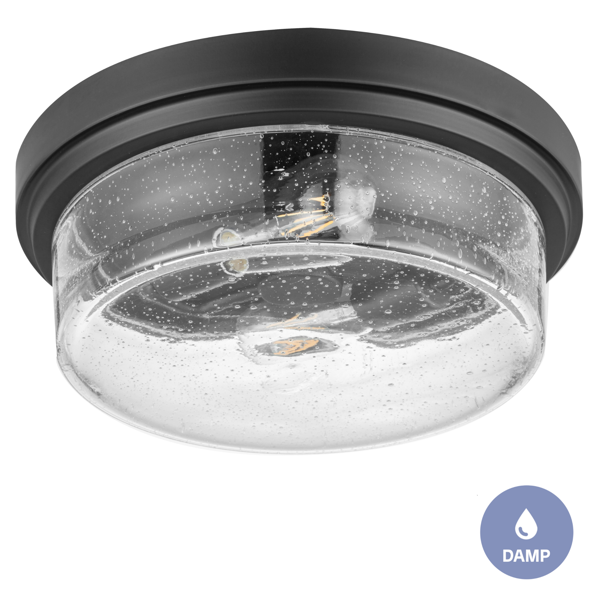 Madalyn Drum Flushmount Light Fixture Clear Seeded Glass