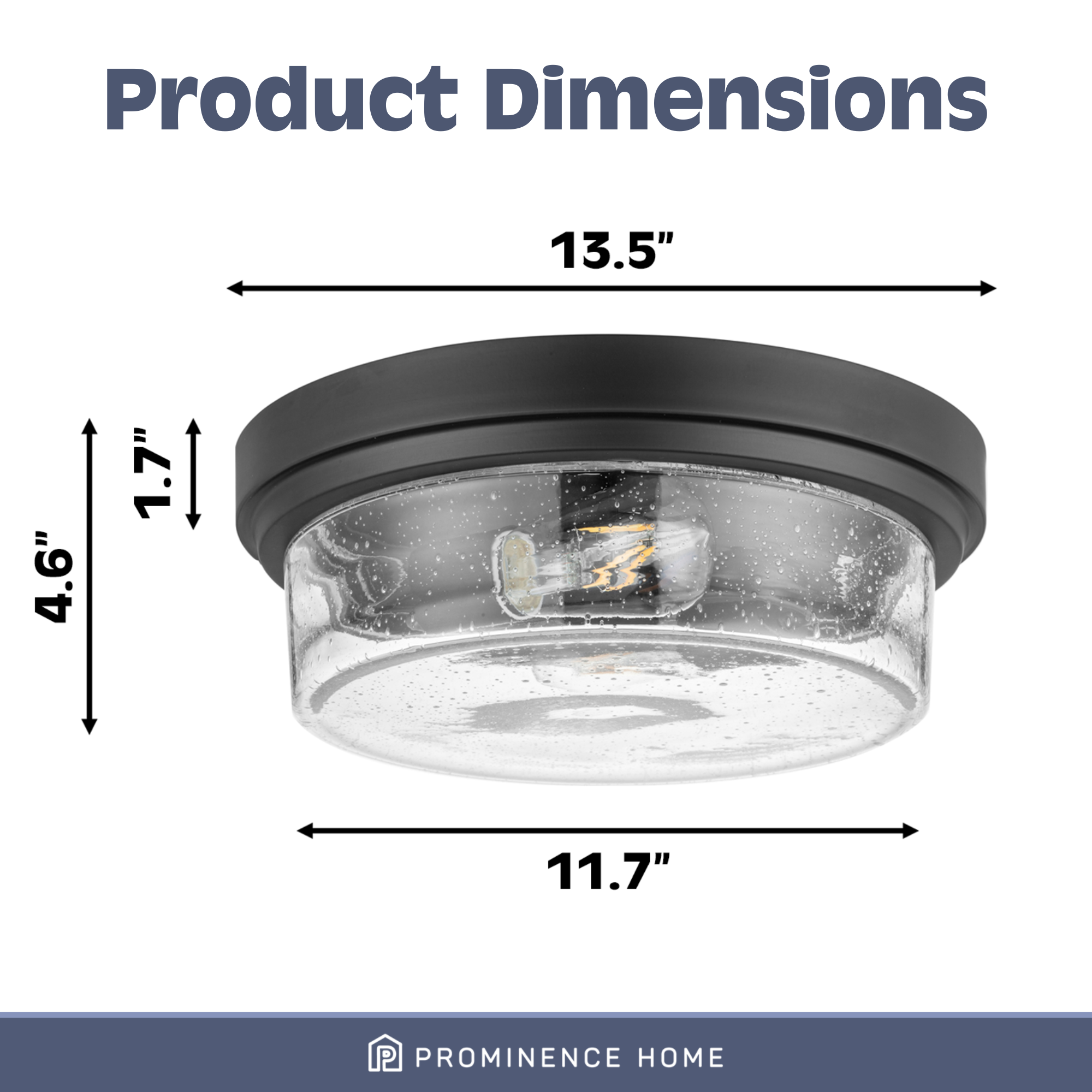 Madalyn, Drum Flushmount Light Fixture, Clear Seeded Glass, Espresso by Prominence Home