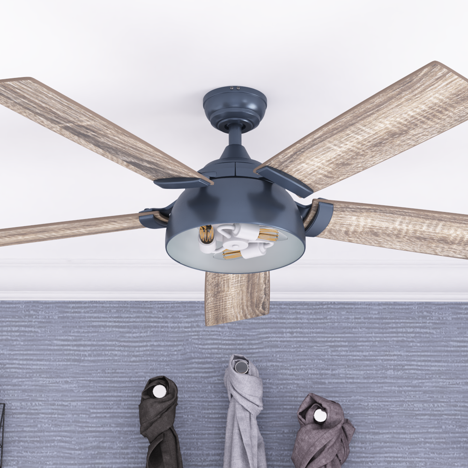 52 Inch Octavia, Sapphire Blue, Remote Control, Ceiling Fan by Prominence Home