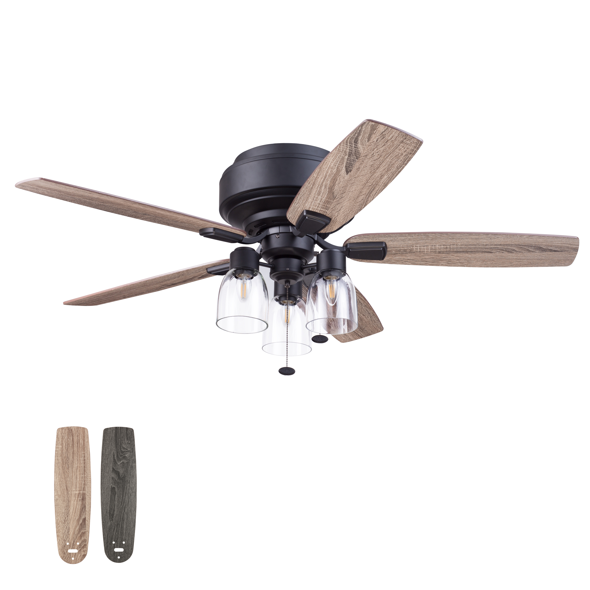 52 Inch Magonia, Matte Black, Pull Chain, Ceiling Fan by Prominence Home