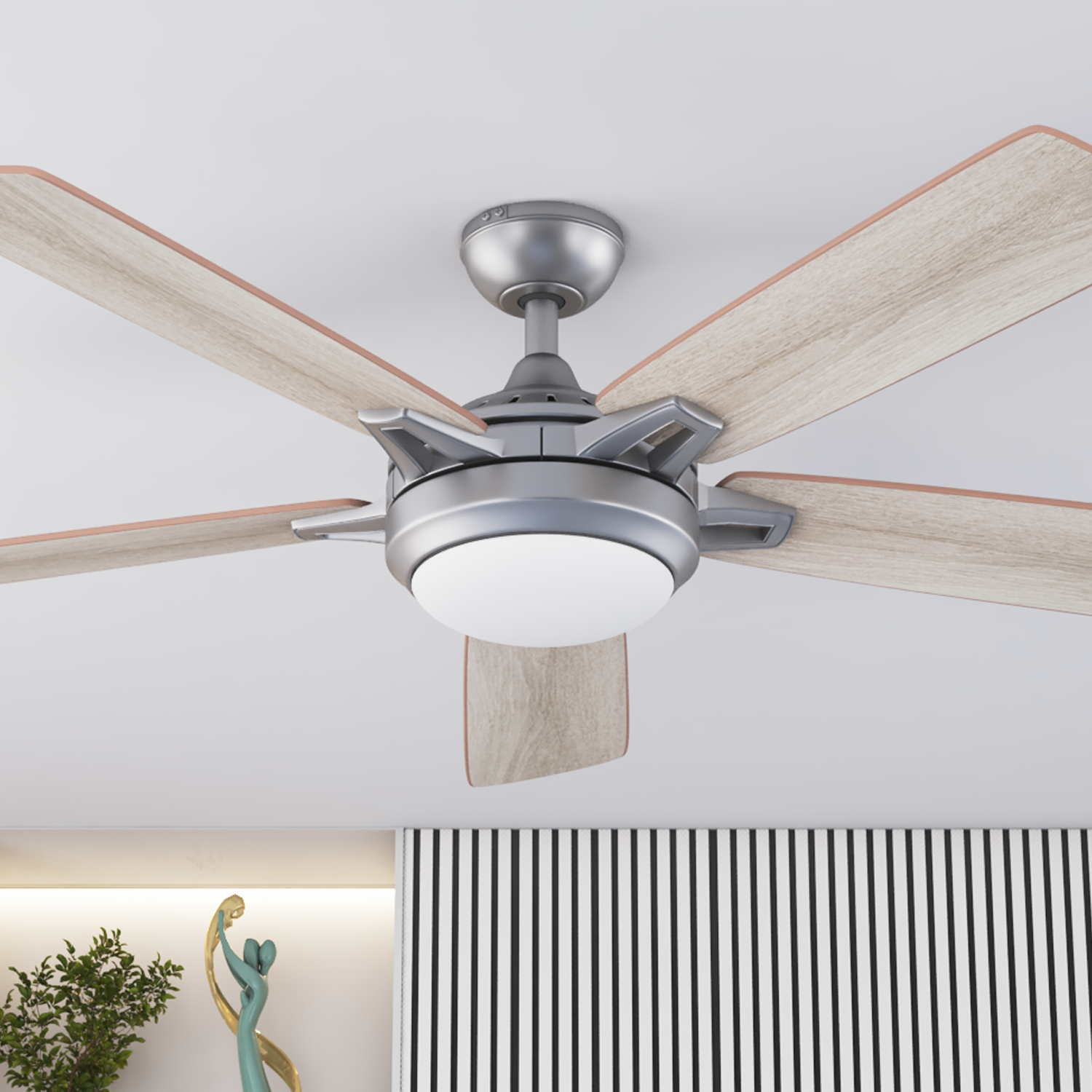 52 Inch Lorelai, Pewter, Remote Control, Smart Ceiling Fan by Prominence Home