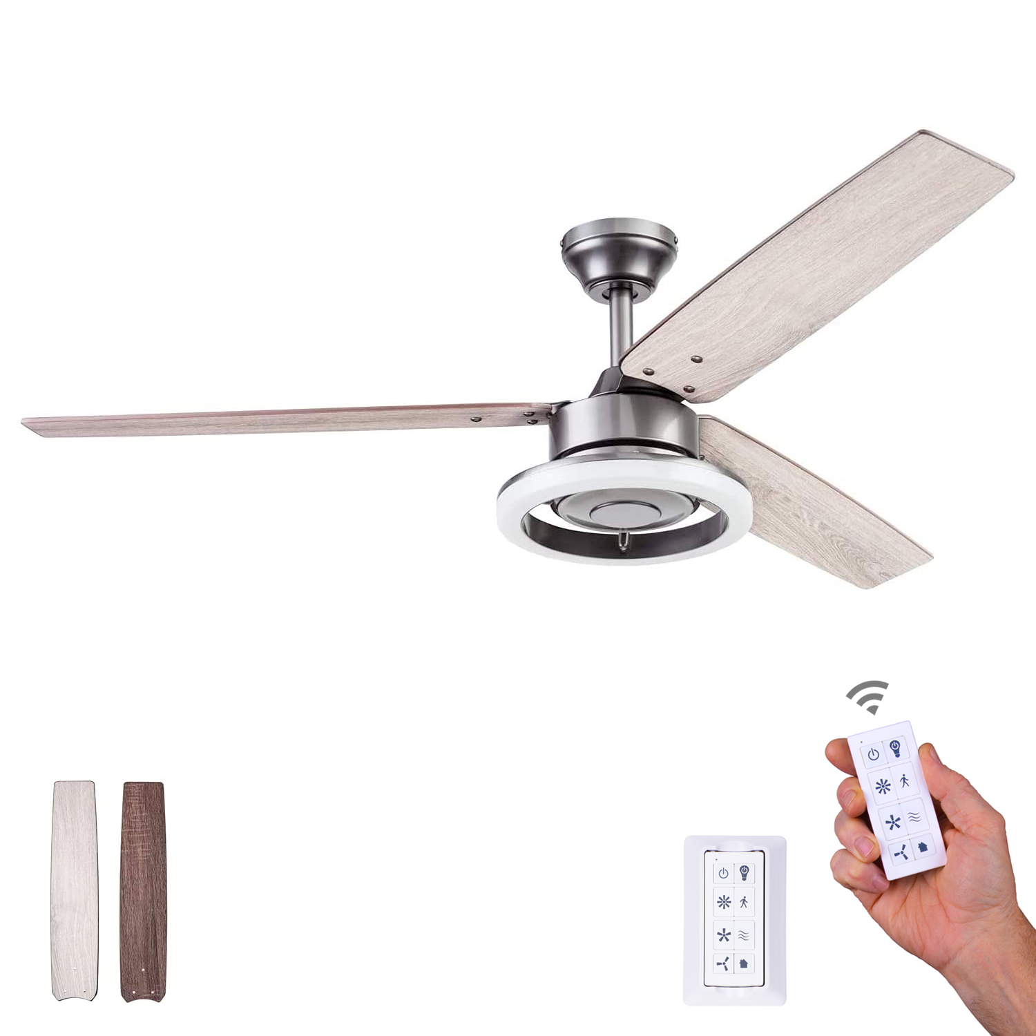 Harbor Breeze 10-in 4-Light Silver LED Ceiling Fan Light Kit in the Ceiling  Fan Parts department at