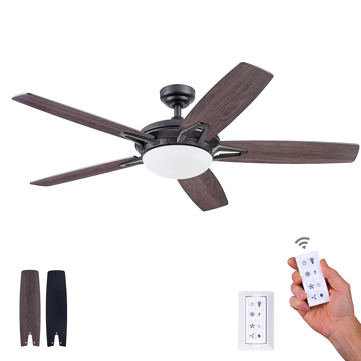 Home Decorators Collection Ashby Park 52 in. Integrated LED Brushed Nickel Ceiling Fan with Light Kit and Remote Control Color Changing Tech - 3