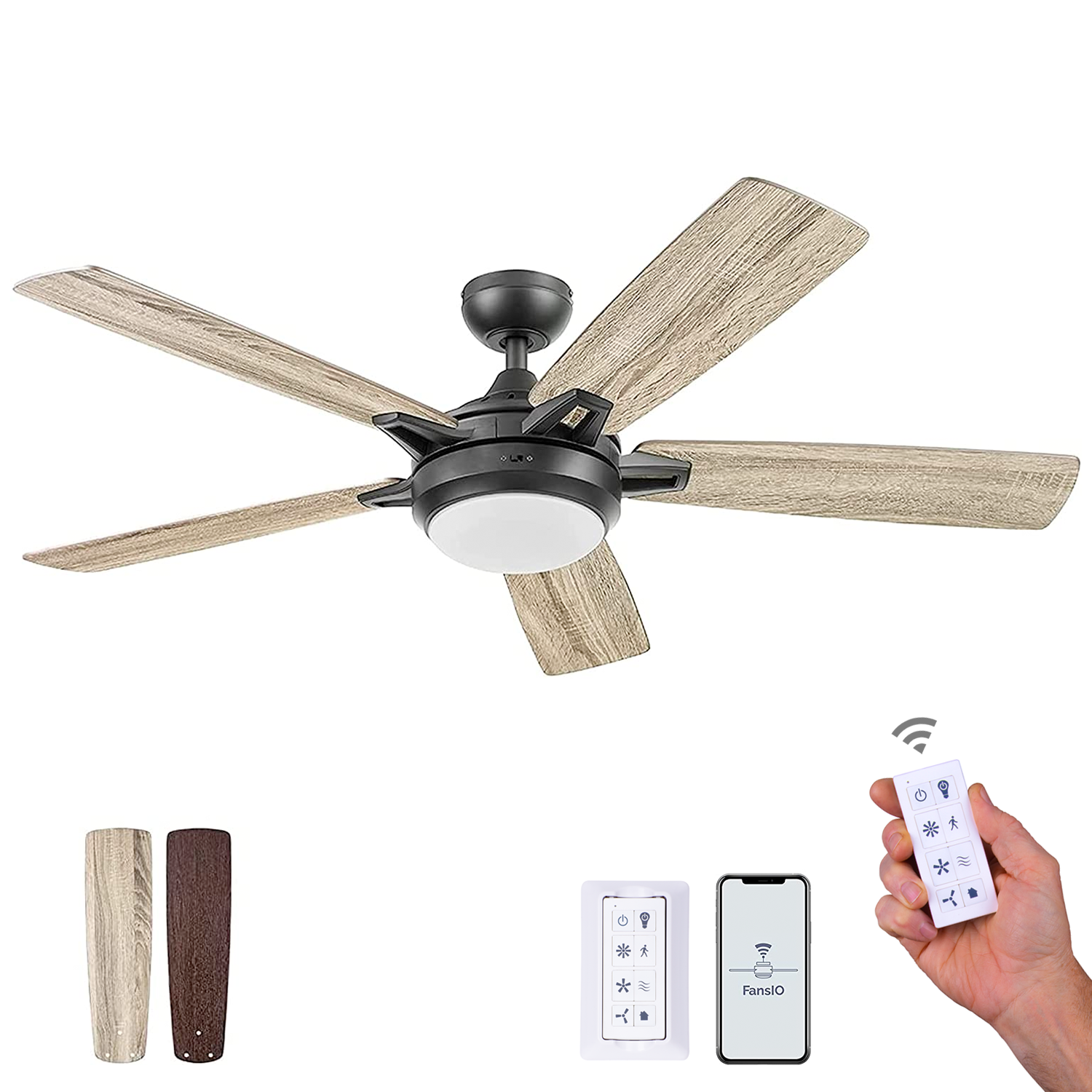 52 Inch Lorelai, Espresso, Remote Control, Smart Ceiling Fan by Prominence Home
