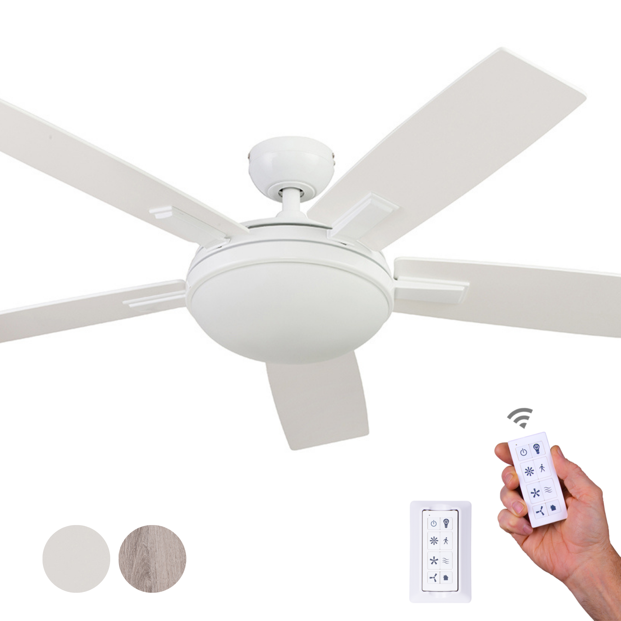 52 Inch Emporia, White, Remote Control, Ceiling Fan by Prominence Home