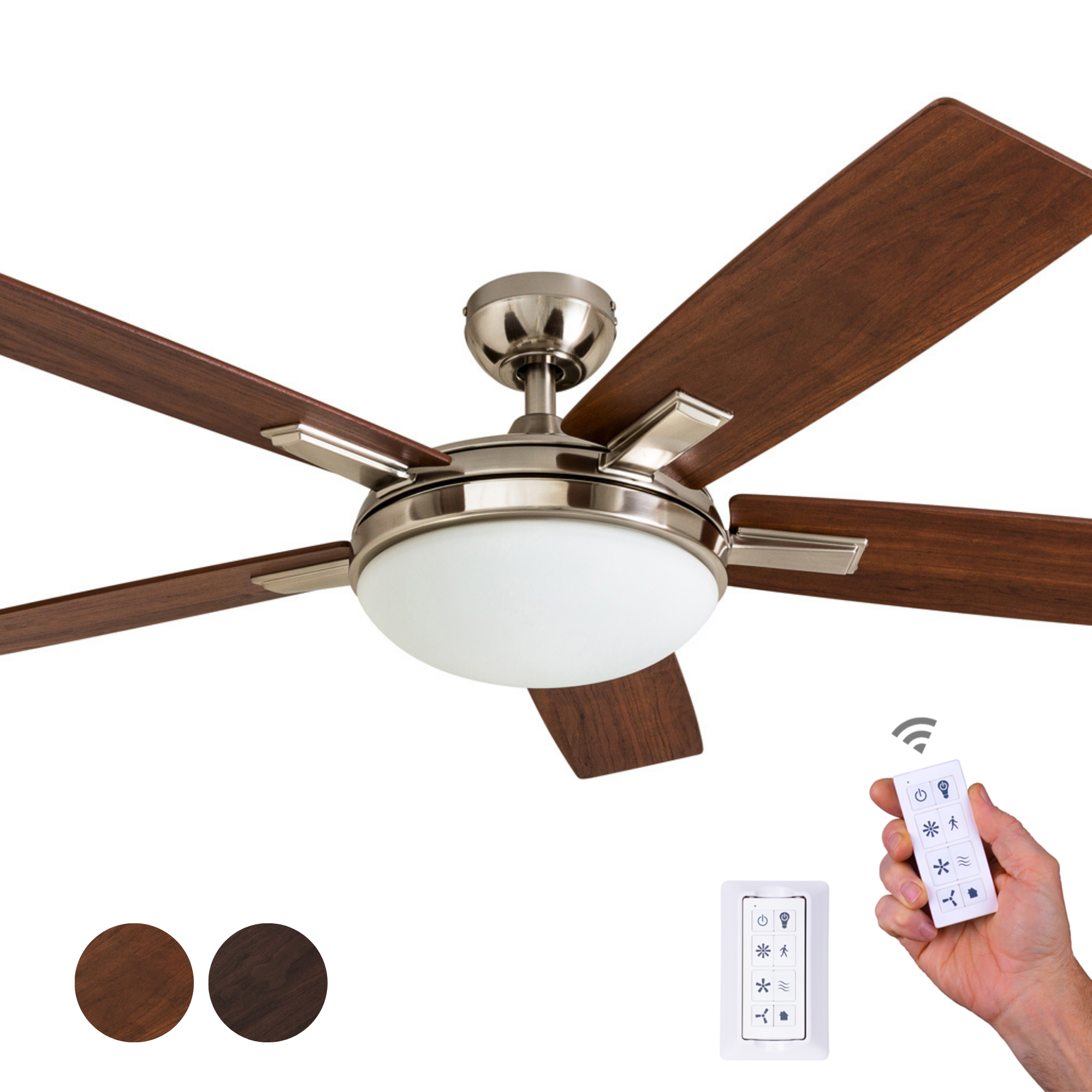 52 Inch Emporia, Brushed Nickel, Remote Control, Ceiling Fan by Prominence Home