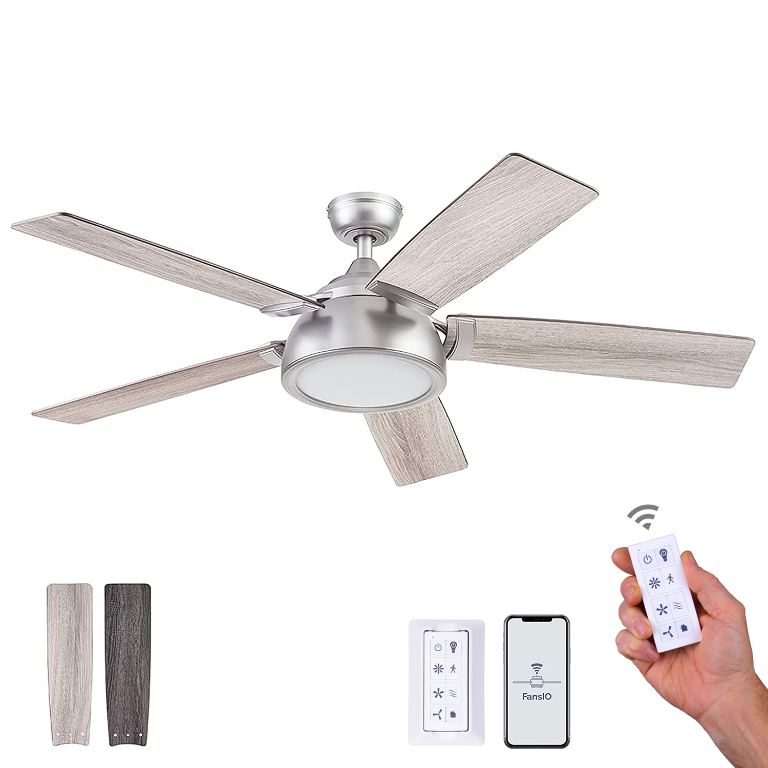 52 Inch Potomac, Pewter, Remote Control, Smart Ceiling Fan by Prominence Home