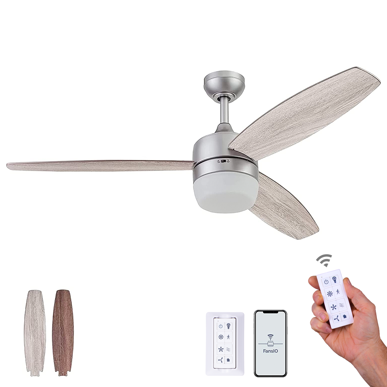 52 Inch Enoki, Pewter, Remote Control, Smart Ceiling Fan by Prominence Home