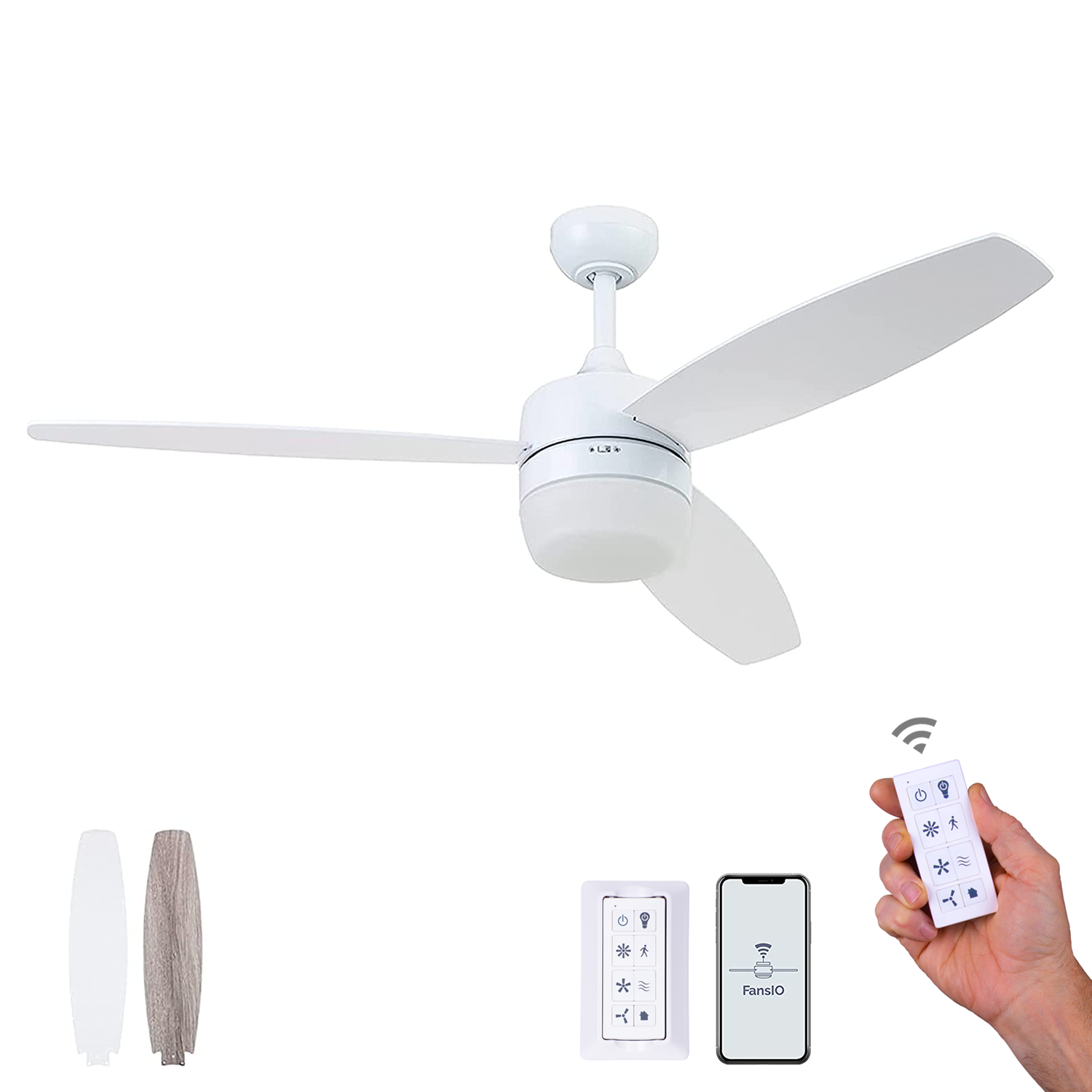 52 Inch Enoki, Bright White, Remote Control, Smart Ceiling Fan by Prominence Home