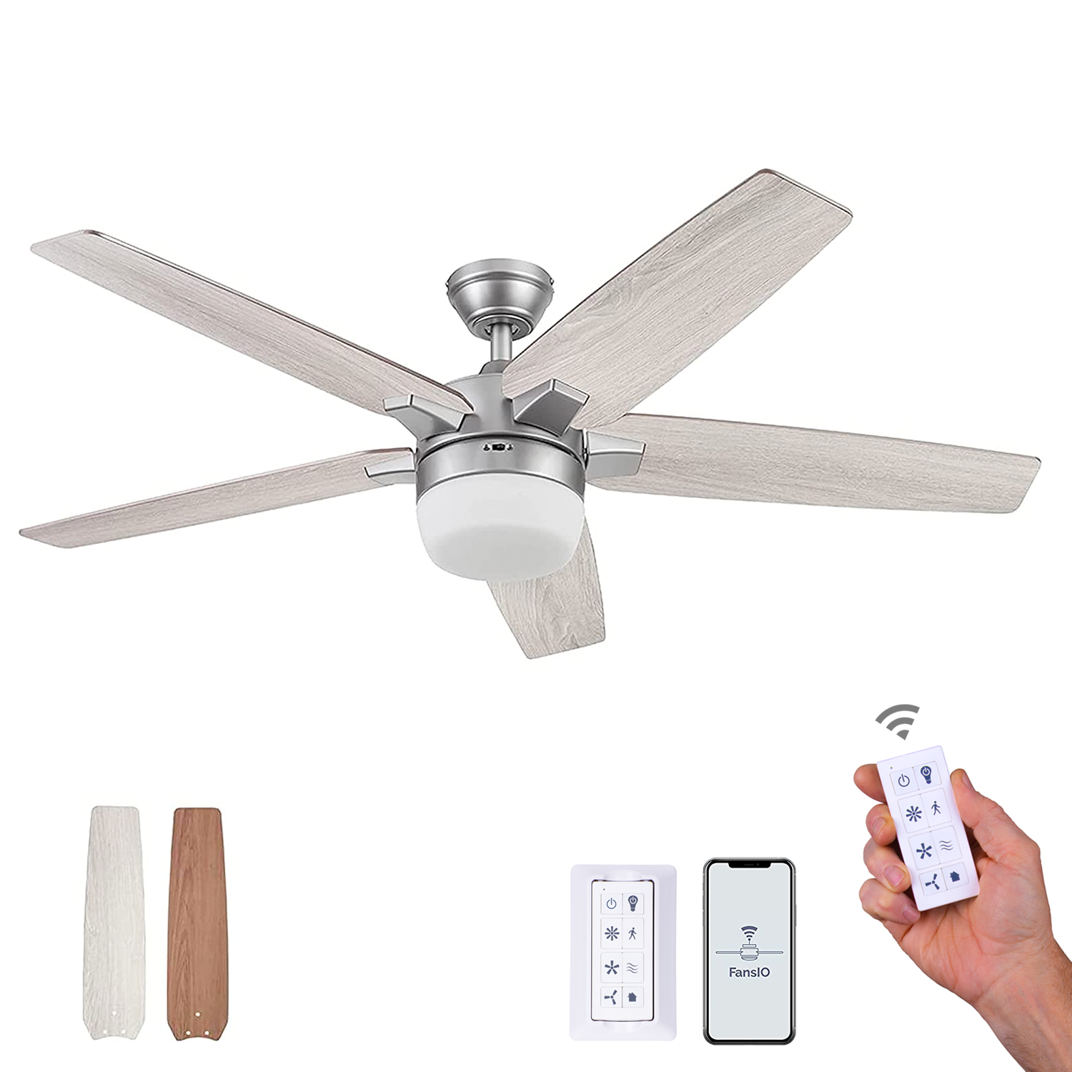 52 Inch Dorsey, Pewter, Remote Control, Smart Ceiling Fan by Prominence Home