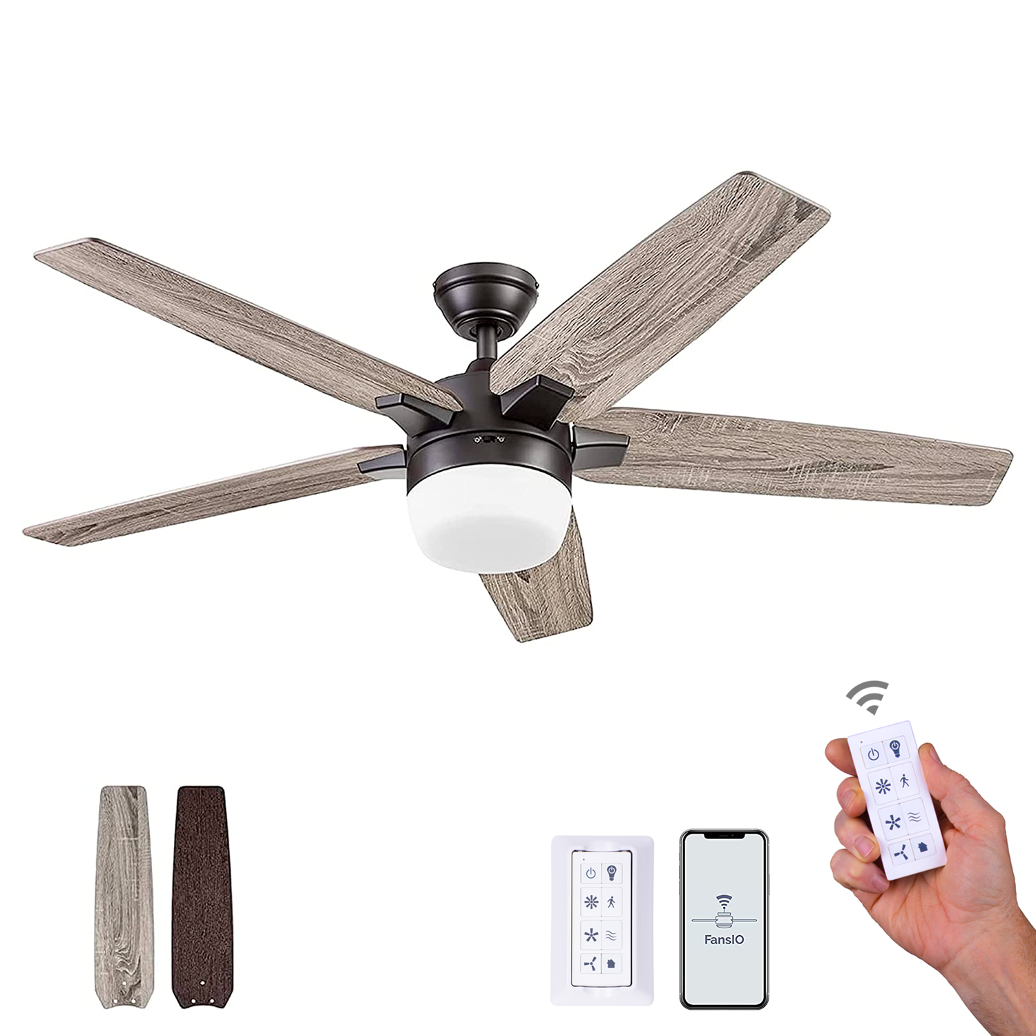 Prominence Home Universal Smart Ceiling Fan Kit with Wall Mount, Google Home and  Alexa Enabled, White