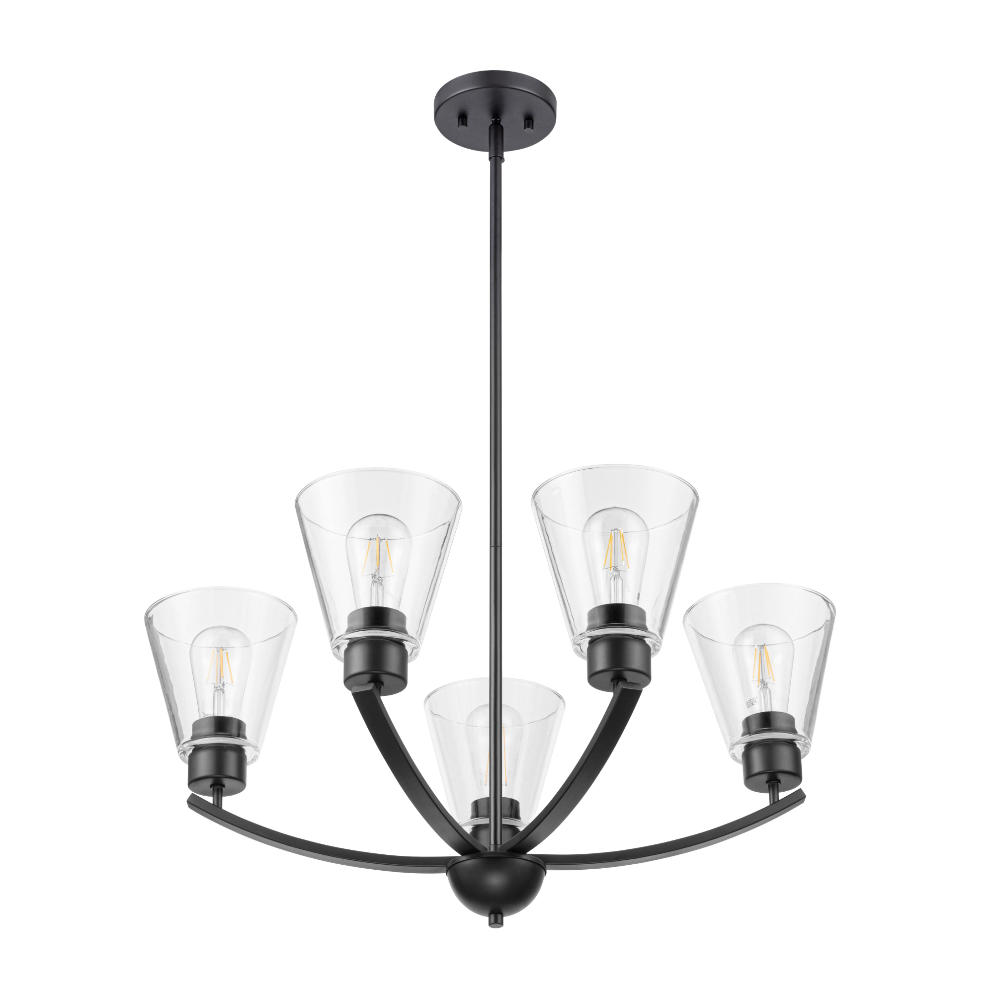 5-Light Fairendale Chandelier, Matte Black, Clear Glass by Prominence Home