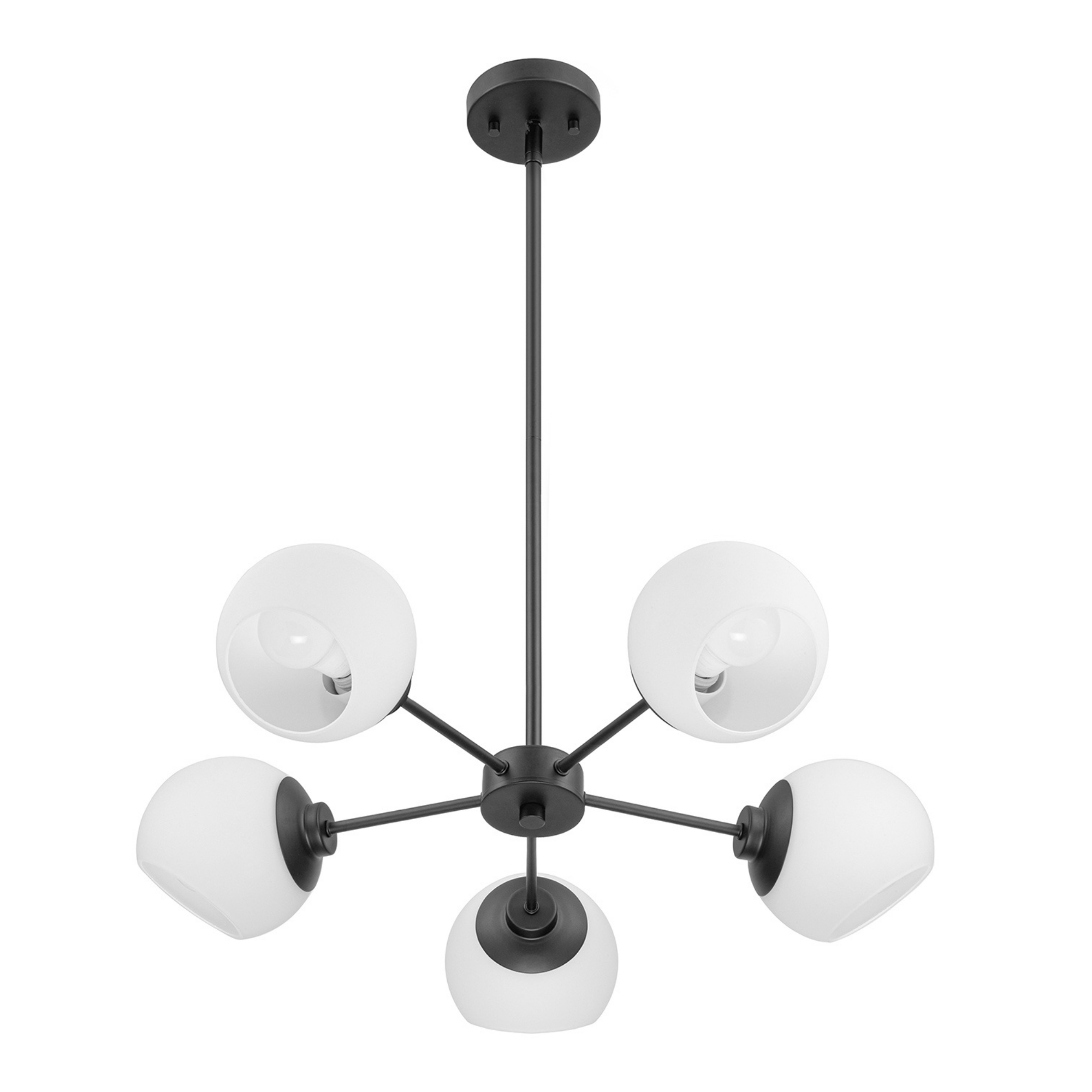 5-Light Stoll Chandelier, Matte Black, Opal Glass by Prominence Home