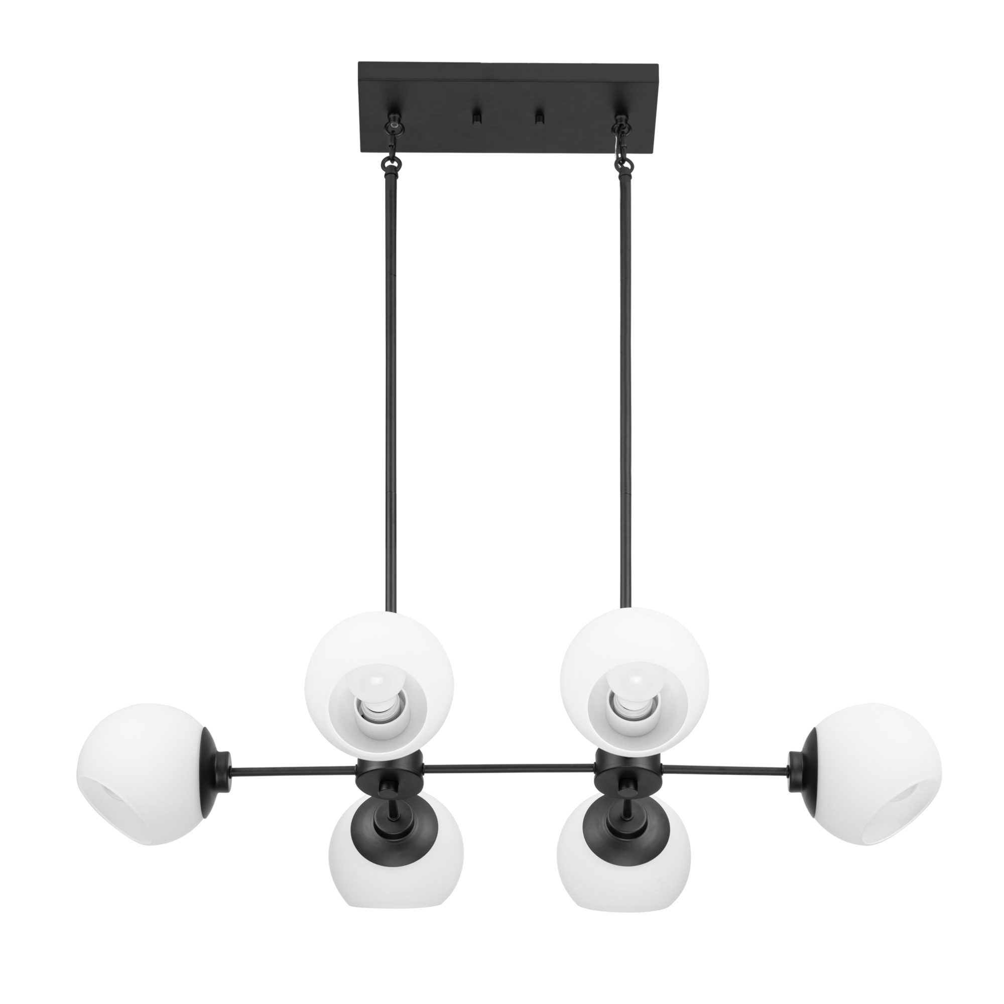 6-Light Stoll Chandelier, Matte Black, Opal Glass by Prominence Home