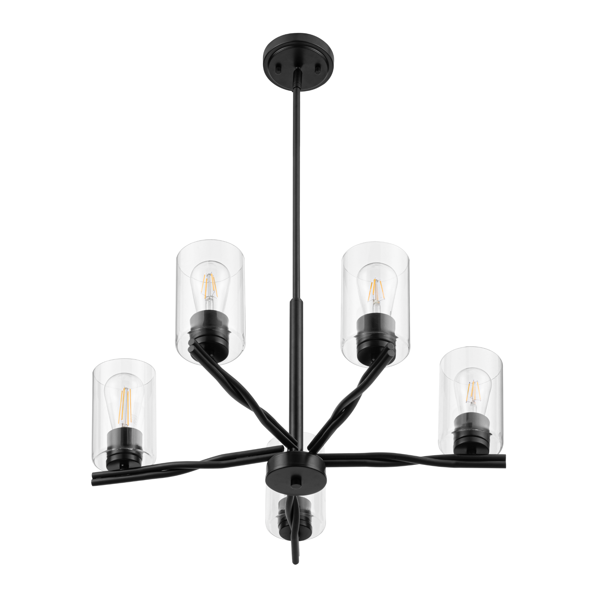 5-Light Lantier Chandelier, Matte Black, Clear Glass by Prominence Home