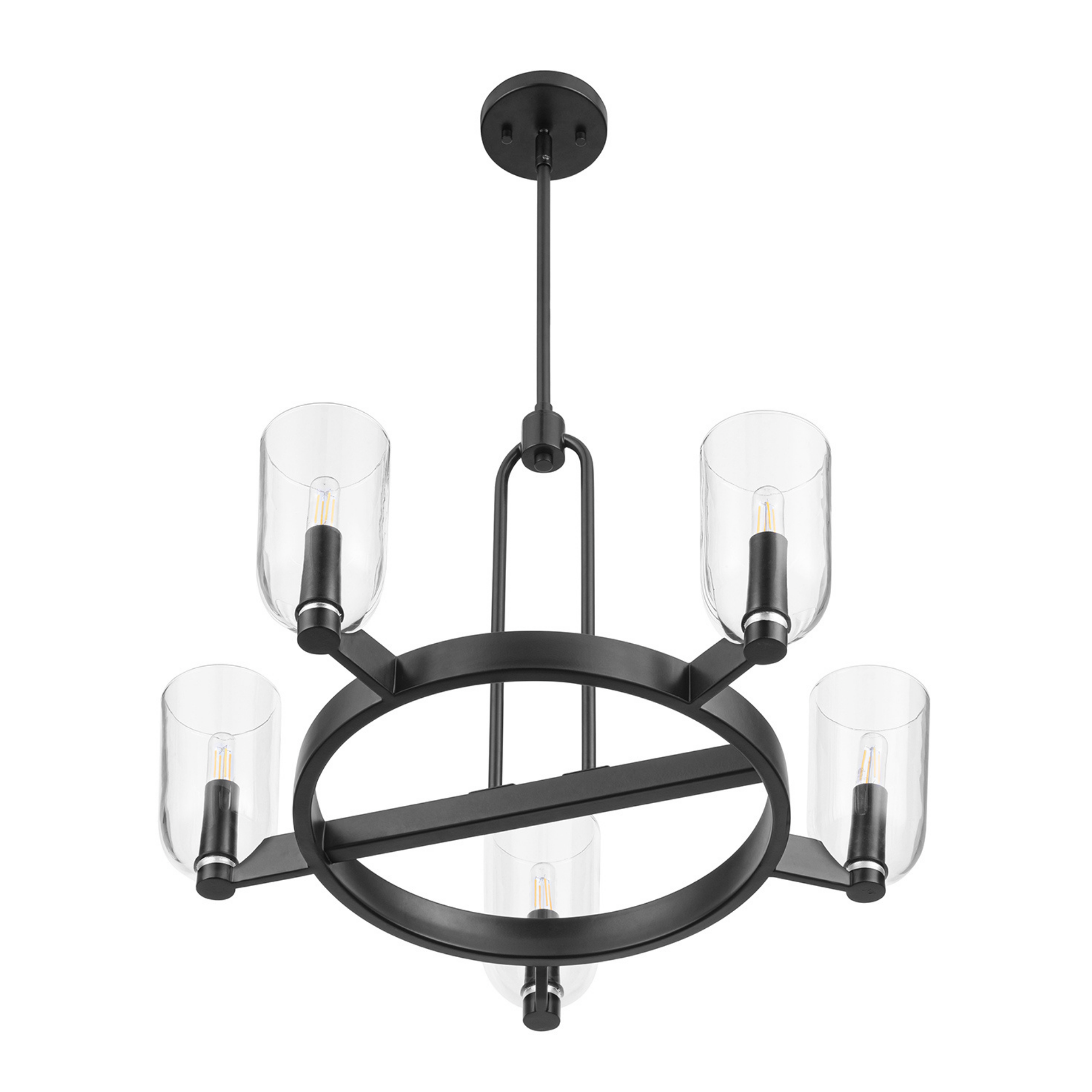 5-Light Hansley Chandelier, Matte Black, Clear Glass by Prominence Home