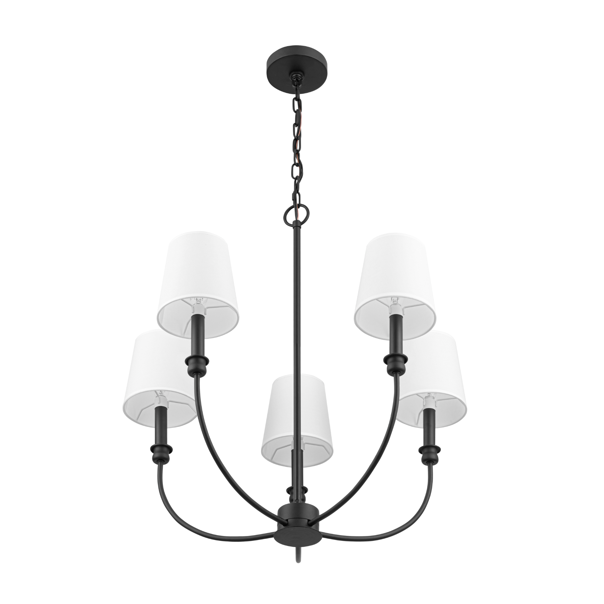 5-Light Billet Chandelier, Matte Black, Fabric Shades by Prominence Home