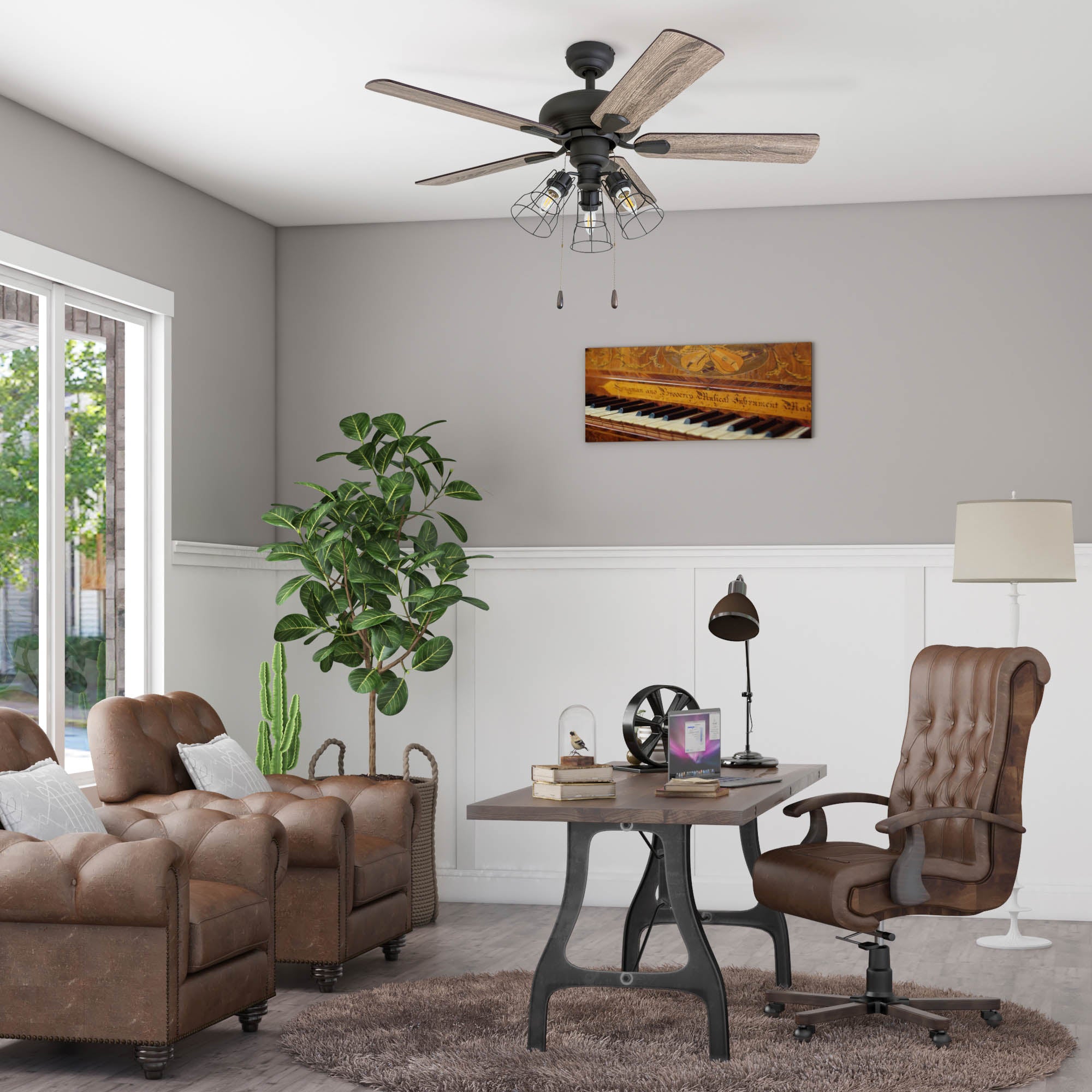 42 Inch Madison County, Bronze, Pull Chain, Ceiling Fan