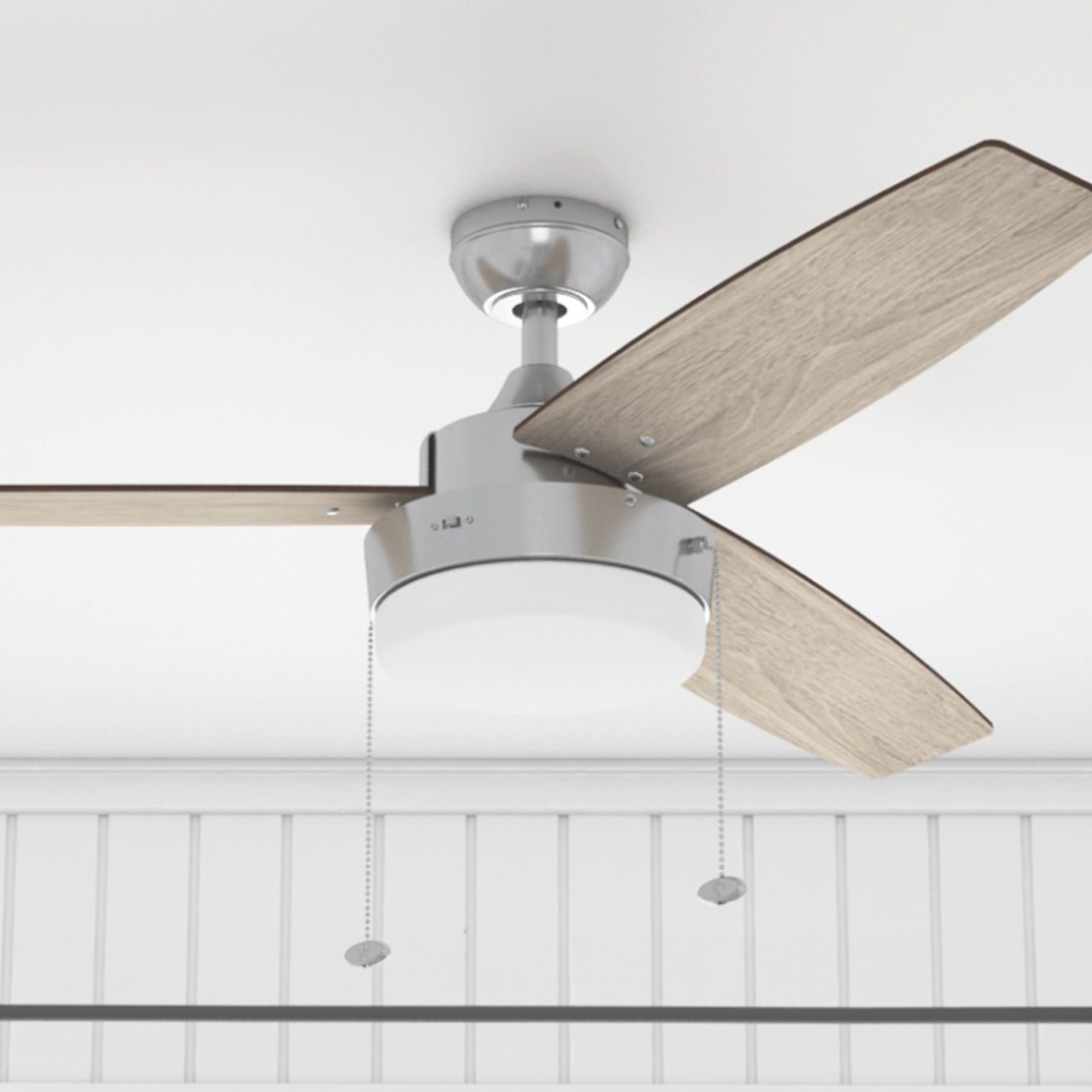 52 Inch Statham, Brushed Nickel, Pull Chain, Ceiling Fan by Prominence Home