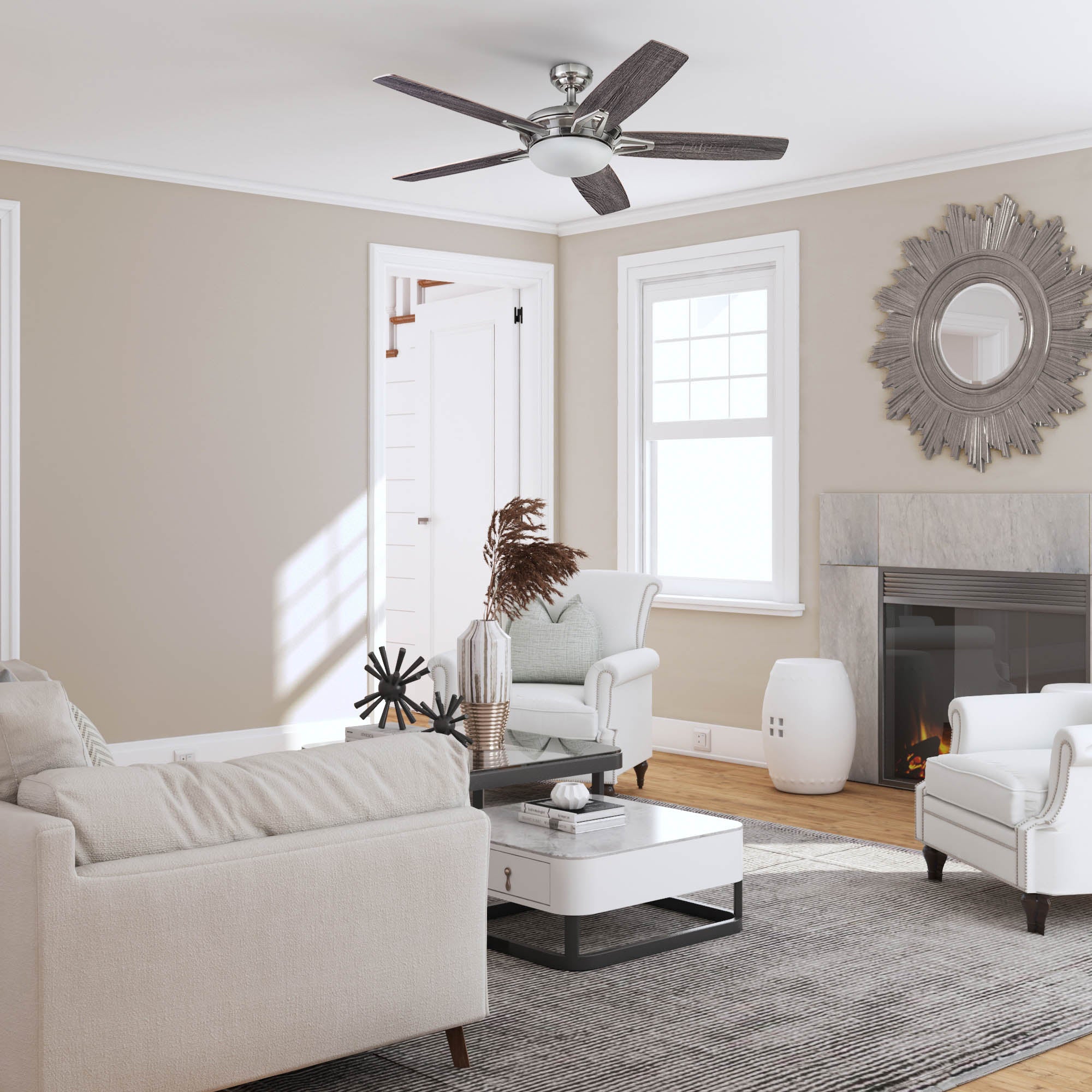 52 Inch Clancy, Brushed Nickel, Remote Control, Ceiling Fan