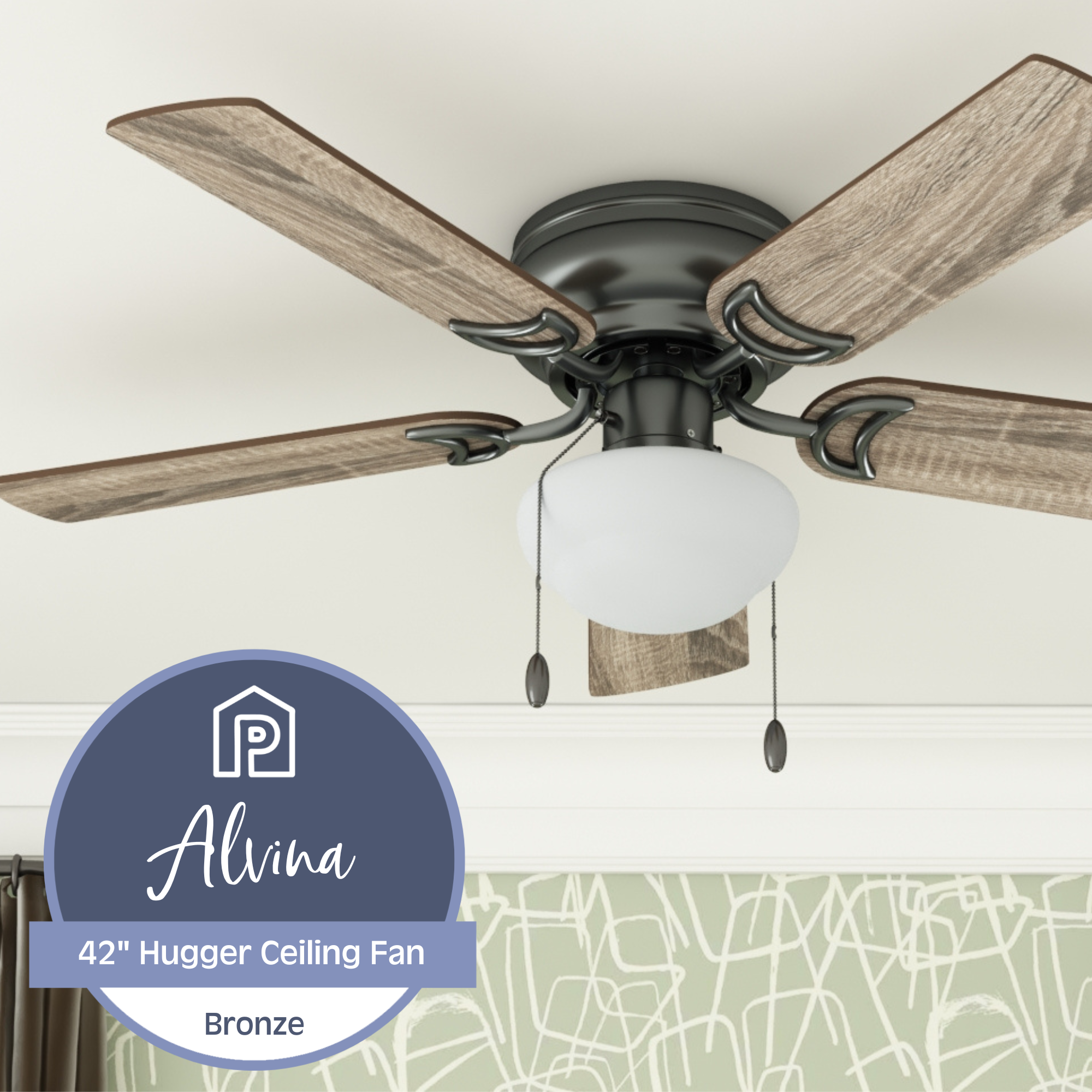 44 Inch Alvina, Bronze, Pull Chain, Ceiling Fan by Prominence Home