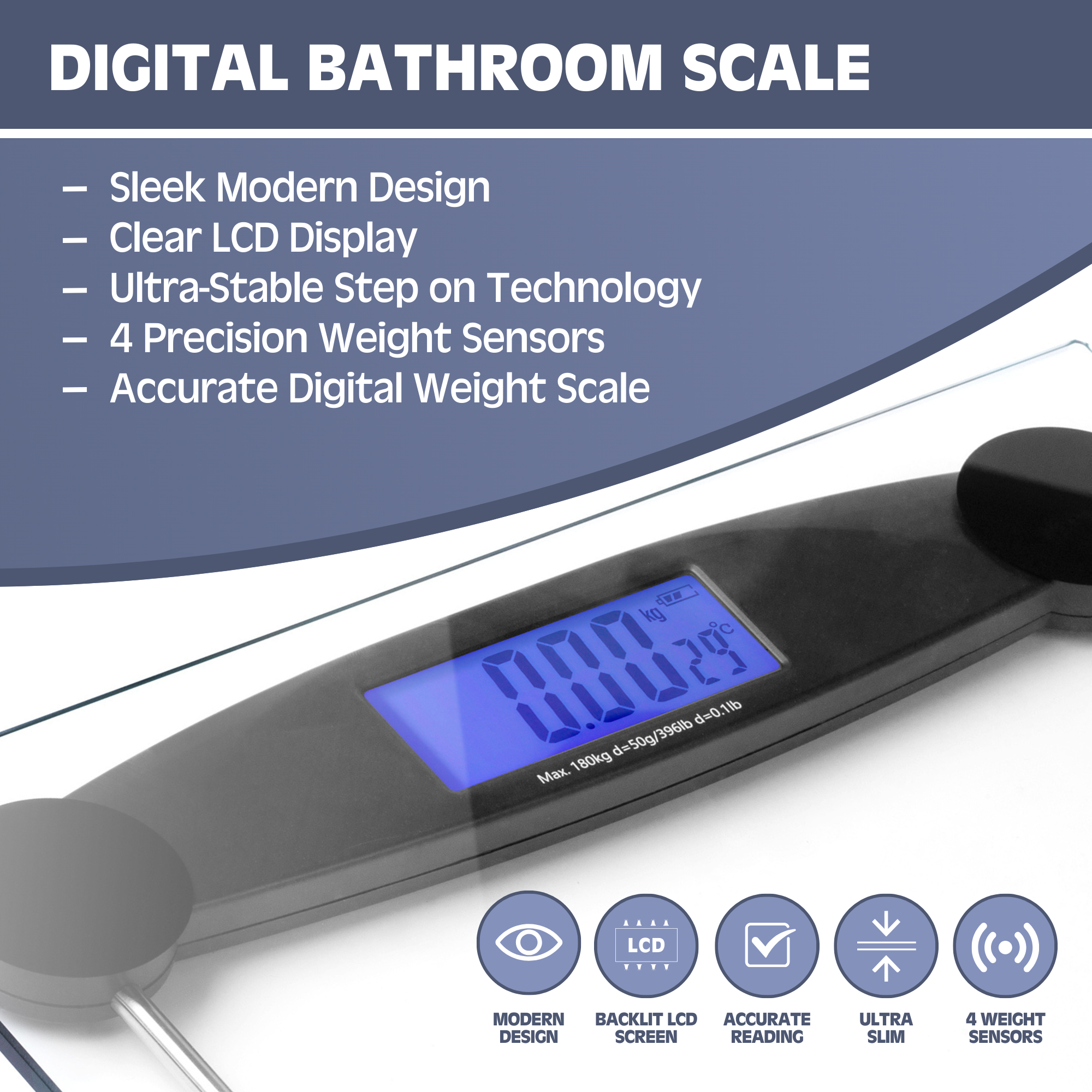 Digital Bathroom Scale for Body Weight White Prominence Home