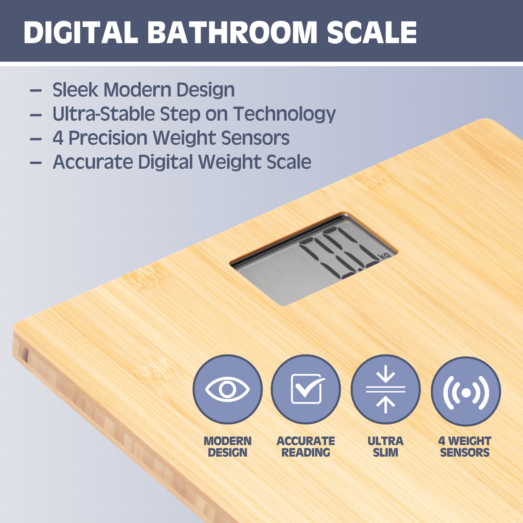 Prominence Home Digital Bathroom Scale for Body Weight, Auto Step-On Design, Ultra Thin - Black - Glass