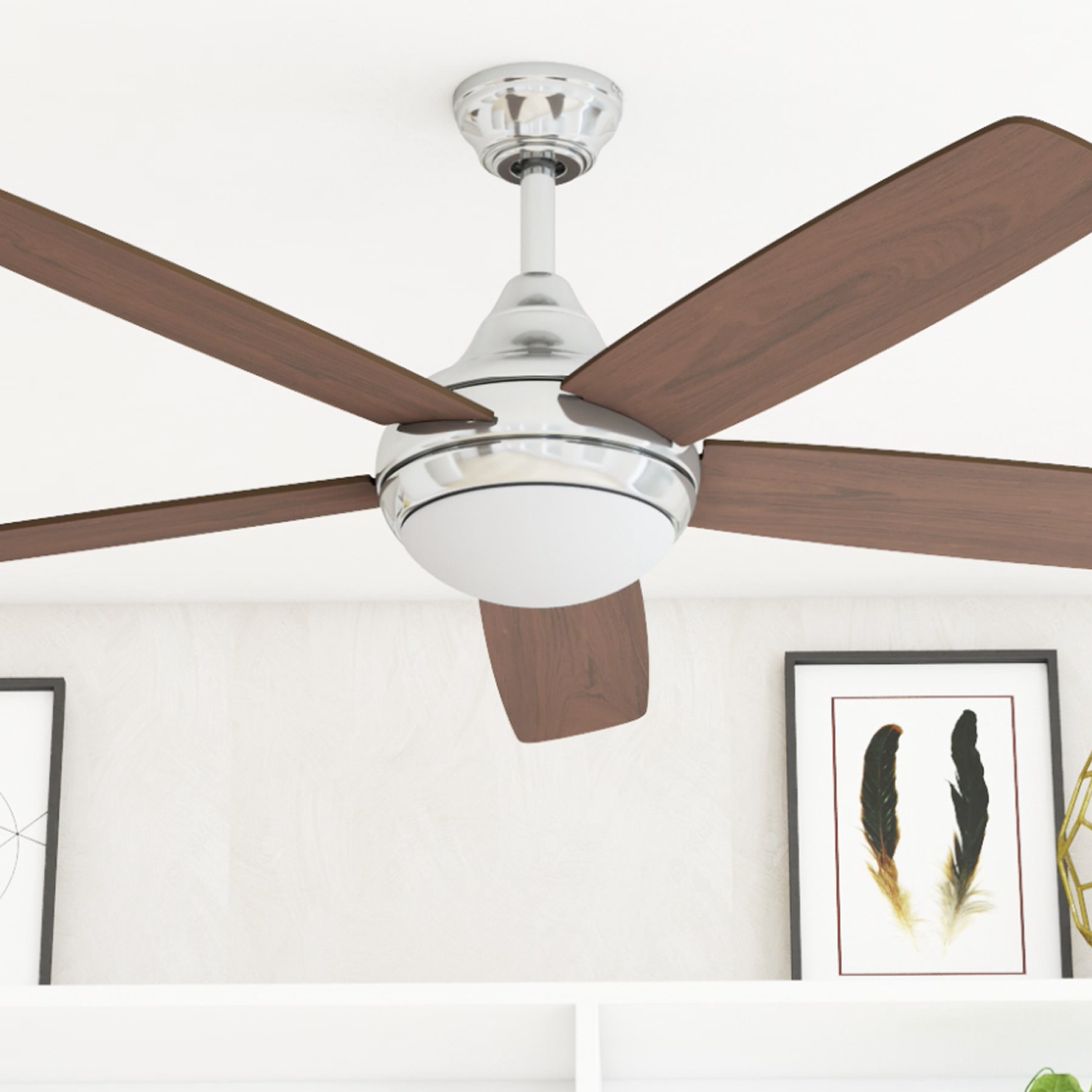 52 Inch Ashby, Chrome, Remote Control, Ceiling Fan by Prominence Home