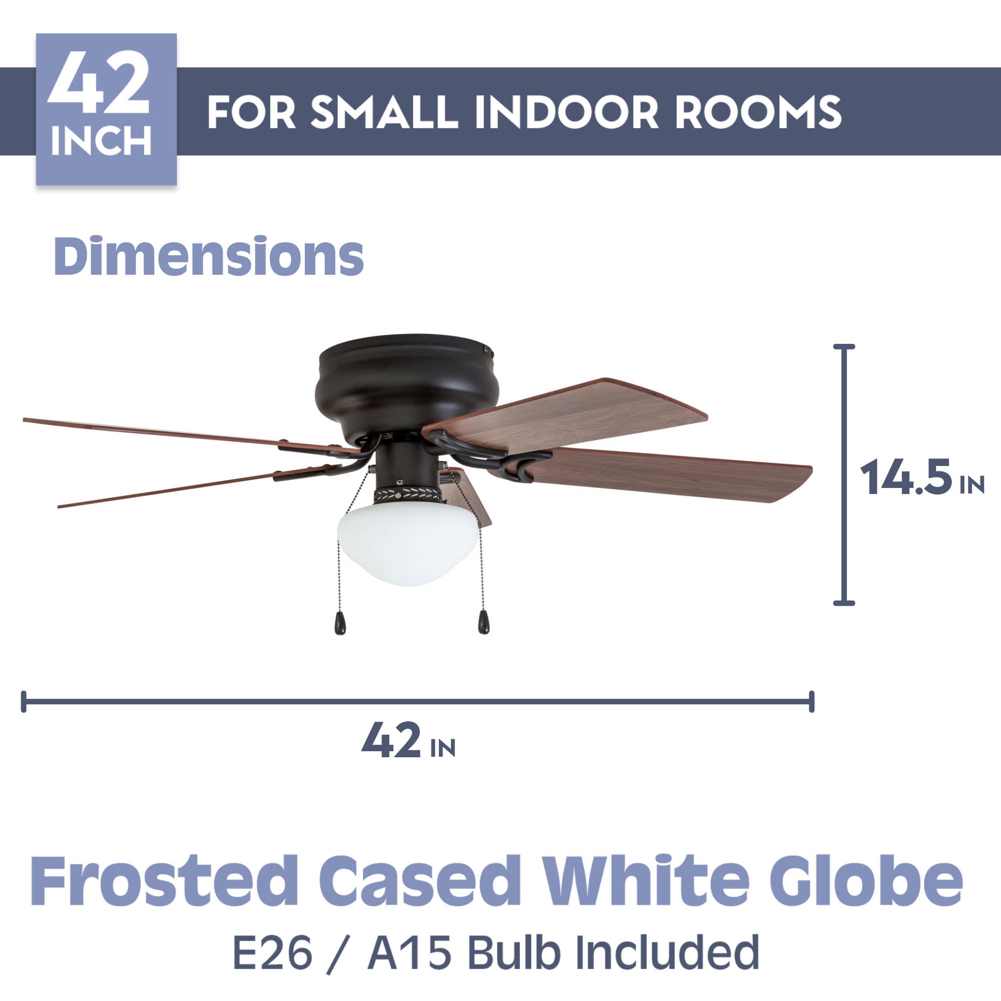 42 Inch Alvina, Bronze, Pull Chain, Ceiling Fan