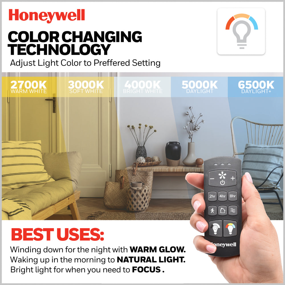 52 Inch Honeywell Eamon Matte Black Ceilling Fan with Light and Remote