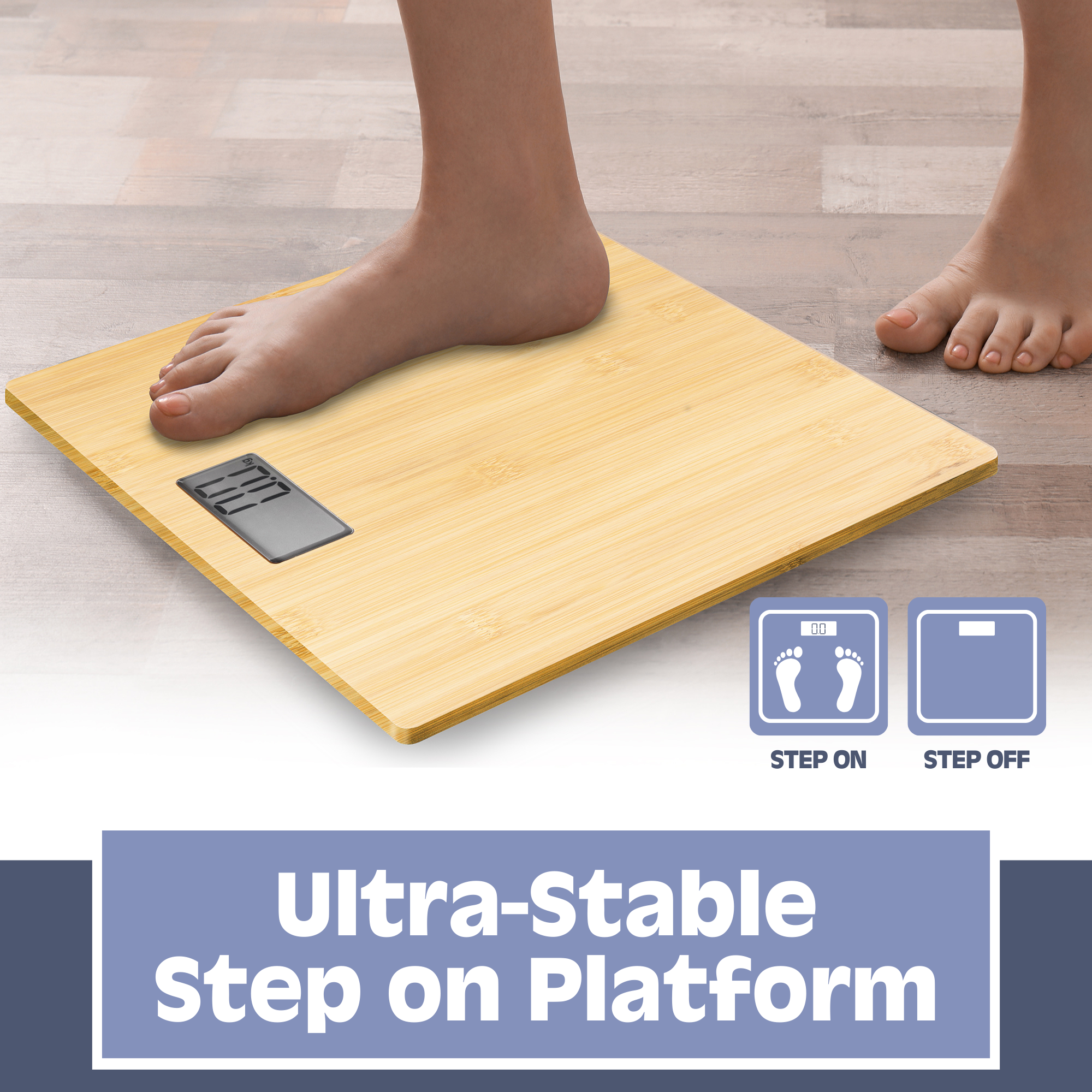Digital Bathroom Scale for Body Weight, Auto Step-On Design, Ultra Thin, Bamboo by Prominence Home