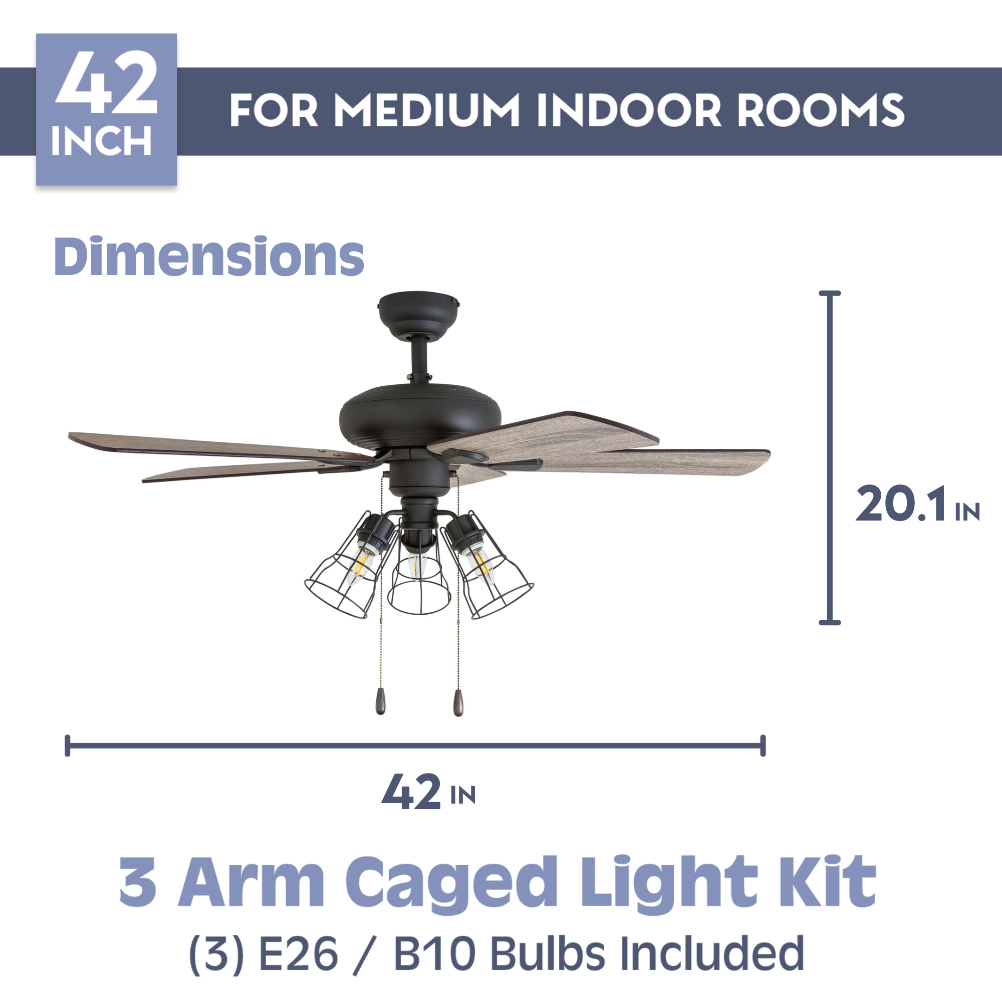 42 Inch Madison County, Bronze, Pull Chain, Ceiling Fan by Prominence Home