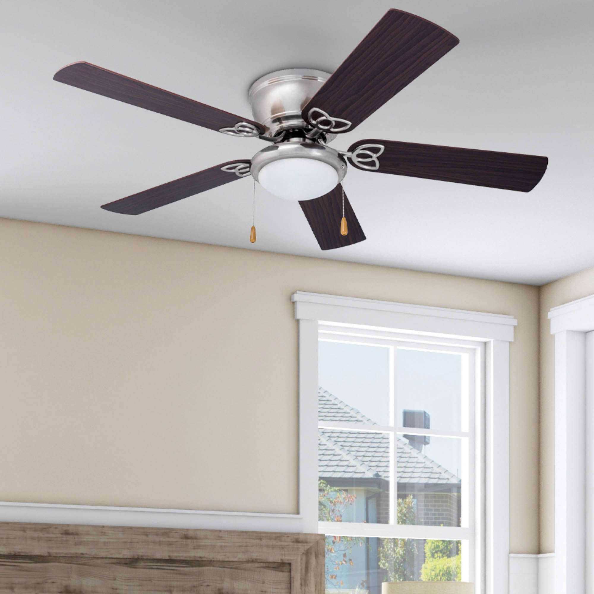 52 Inch Benton, Brushed Nickel, Pull Chain, Ceiling Fan