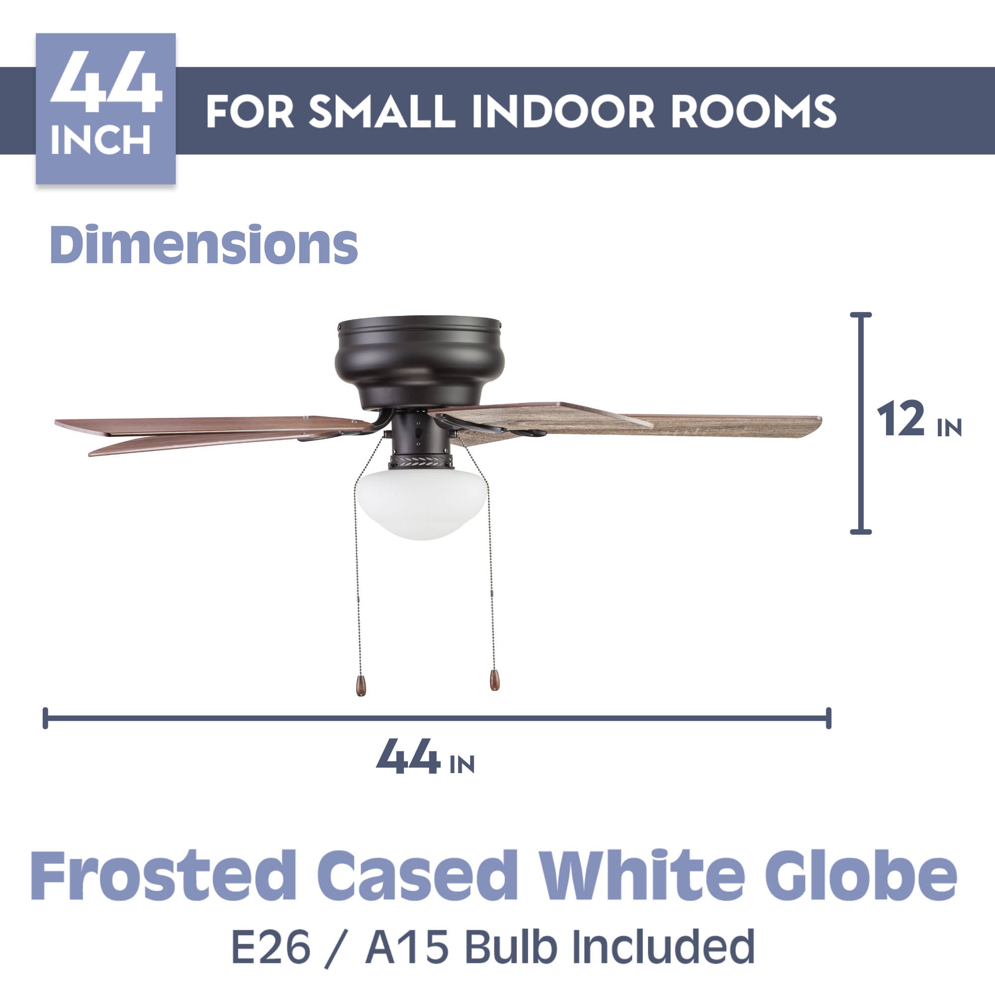 44 Inch Alvina, Bronze, Pull Chain, Ceiling Fan