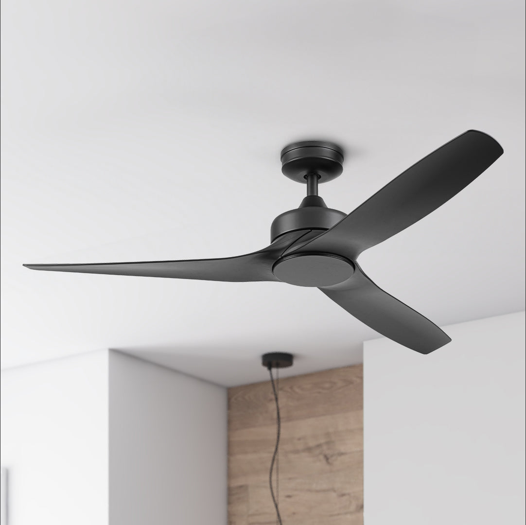 52 Inch Honeywell Lynton Matte Black Color Changing LED Ceiling Fan with No Light and Remote