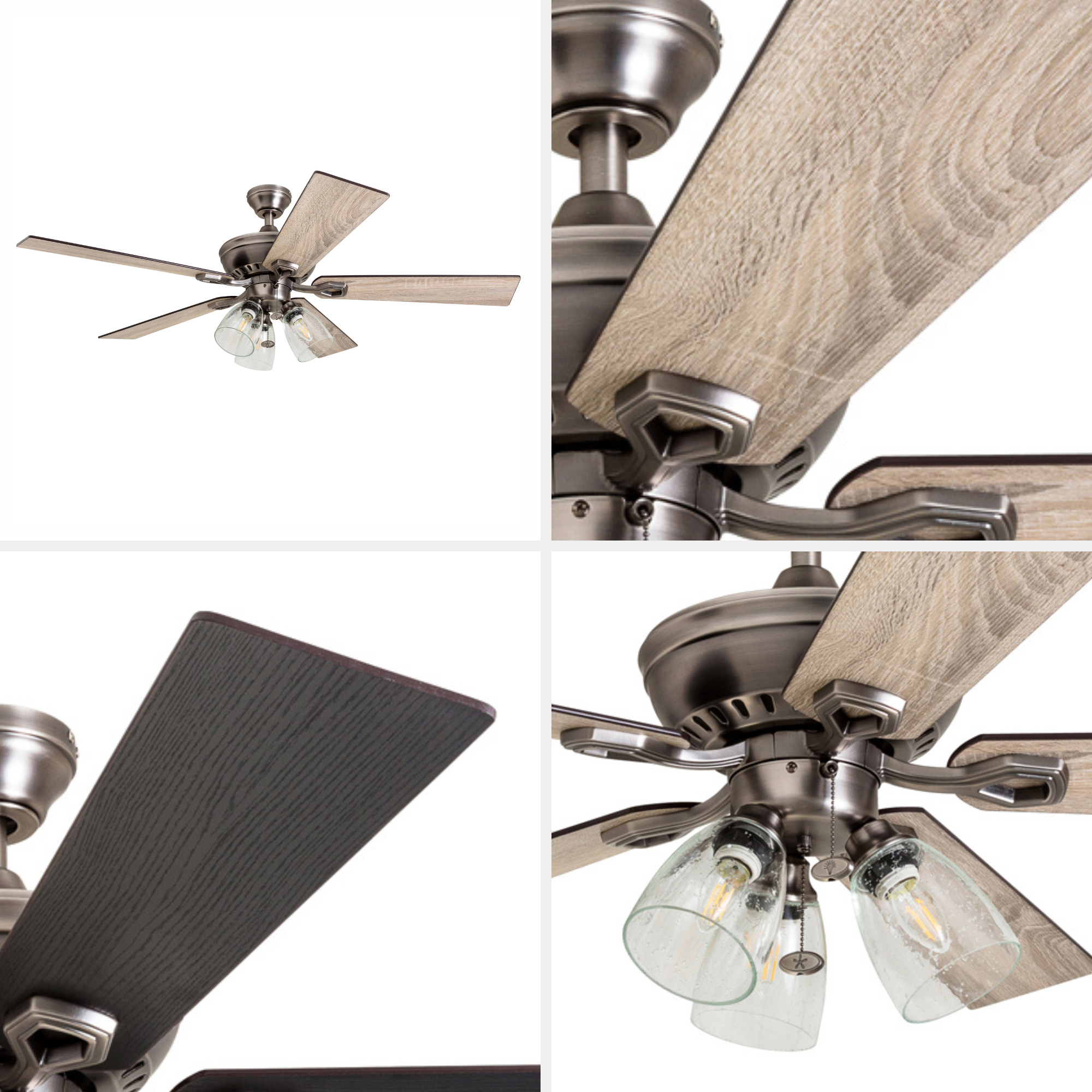 52 Inch Glenmont, Antique Pewter, Pull Chain, Ceiling Fan by Prominence Home