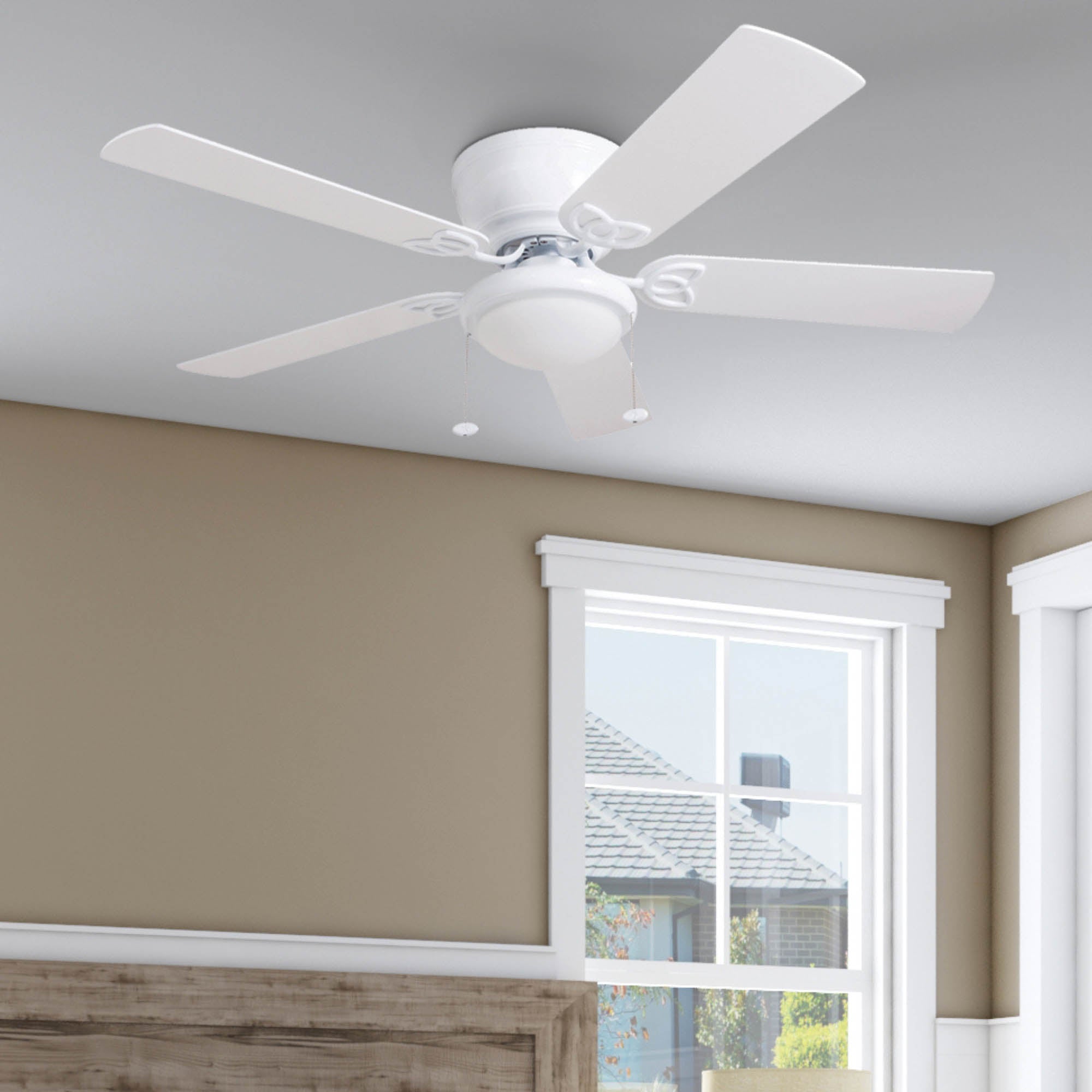 52 Inch Benton, White, Pull Chain, Ceiling Fan