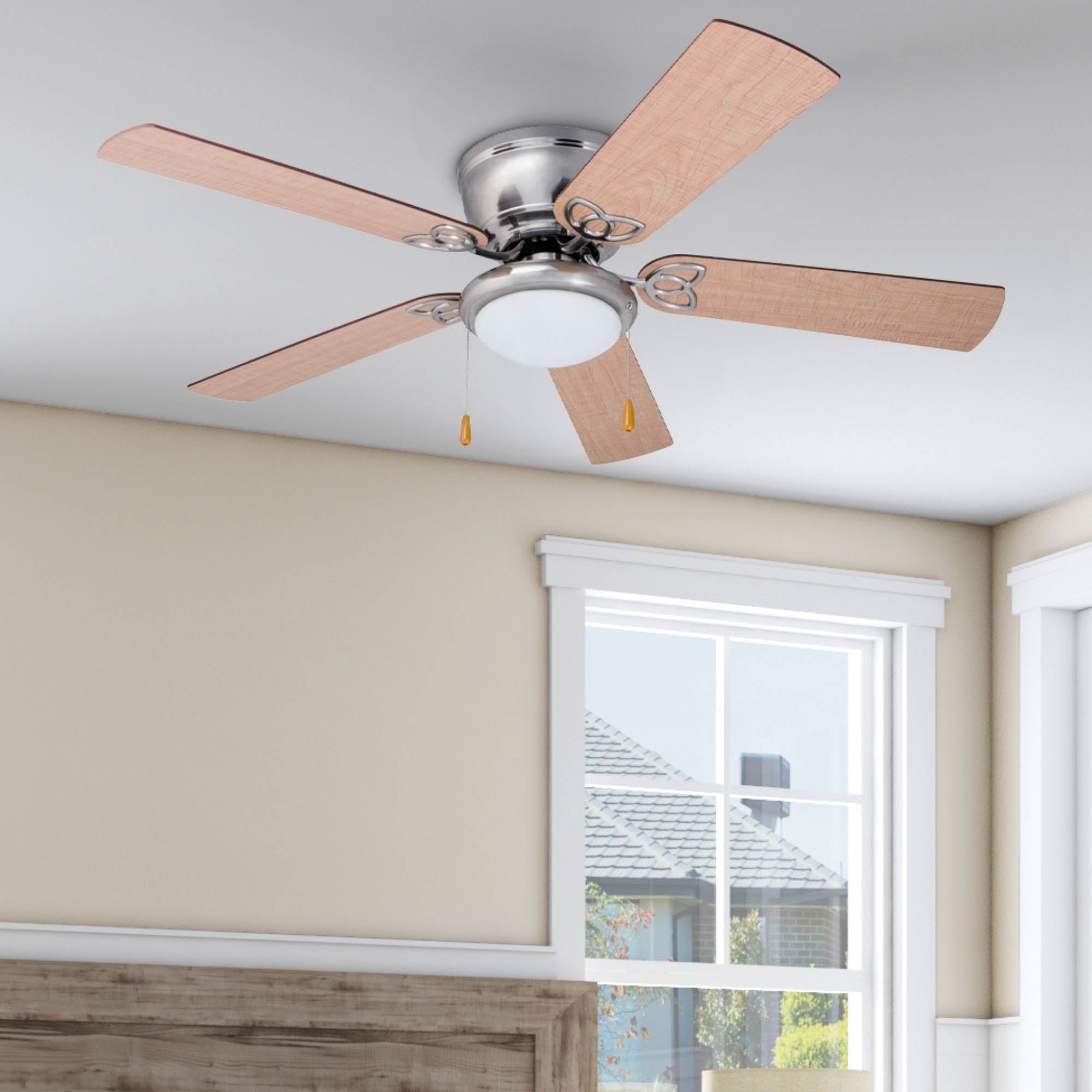 52 Inch Benton, Brushed Nickel, Pull Chain, Ceiling Fan