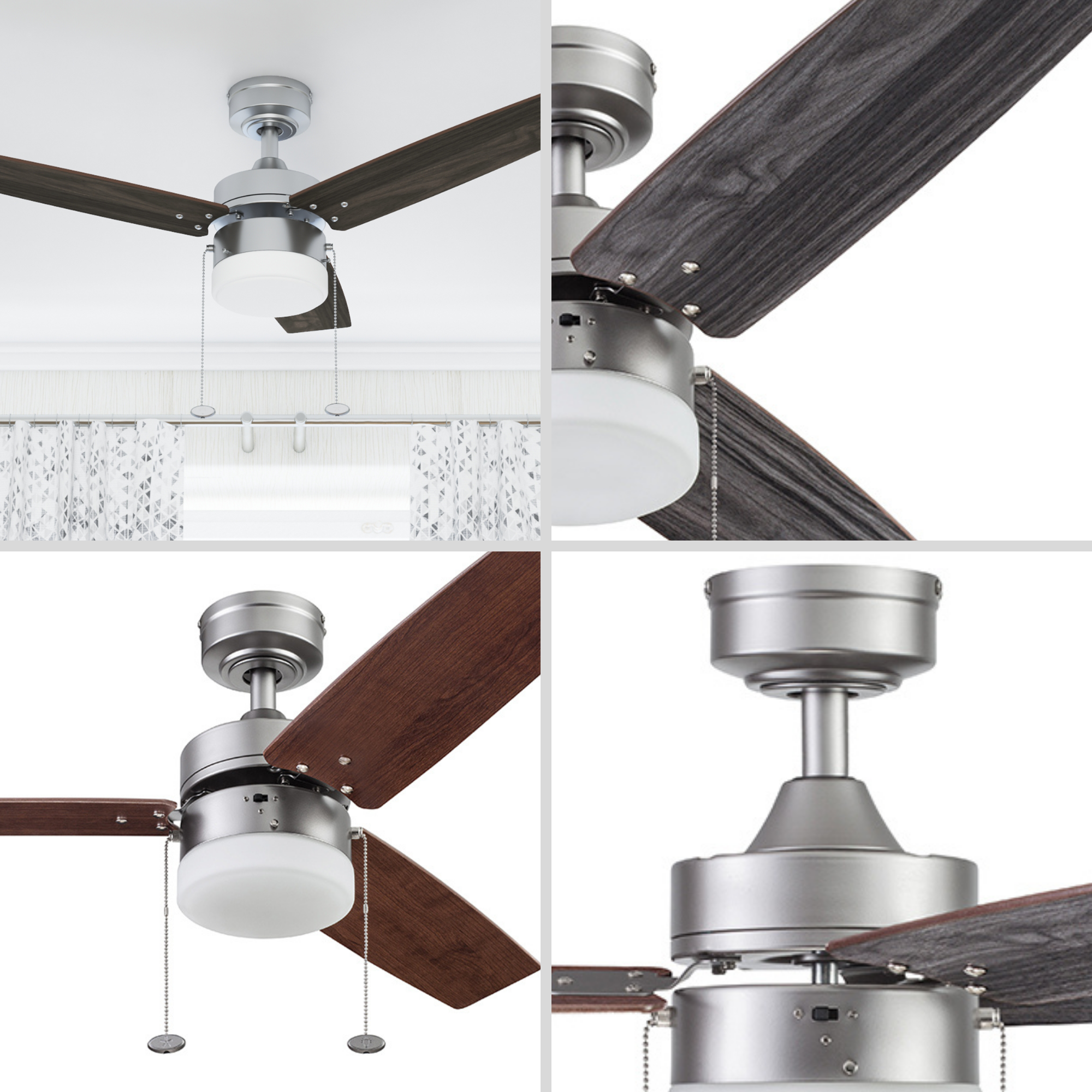 42 Inch Reston, Pewter, Pull Chain, Ceiling Fan by Prominence Home