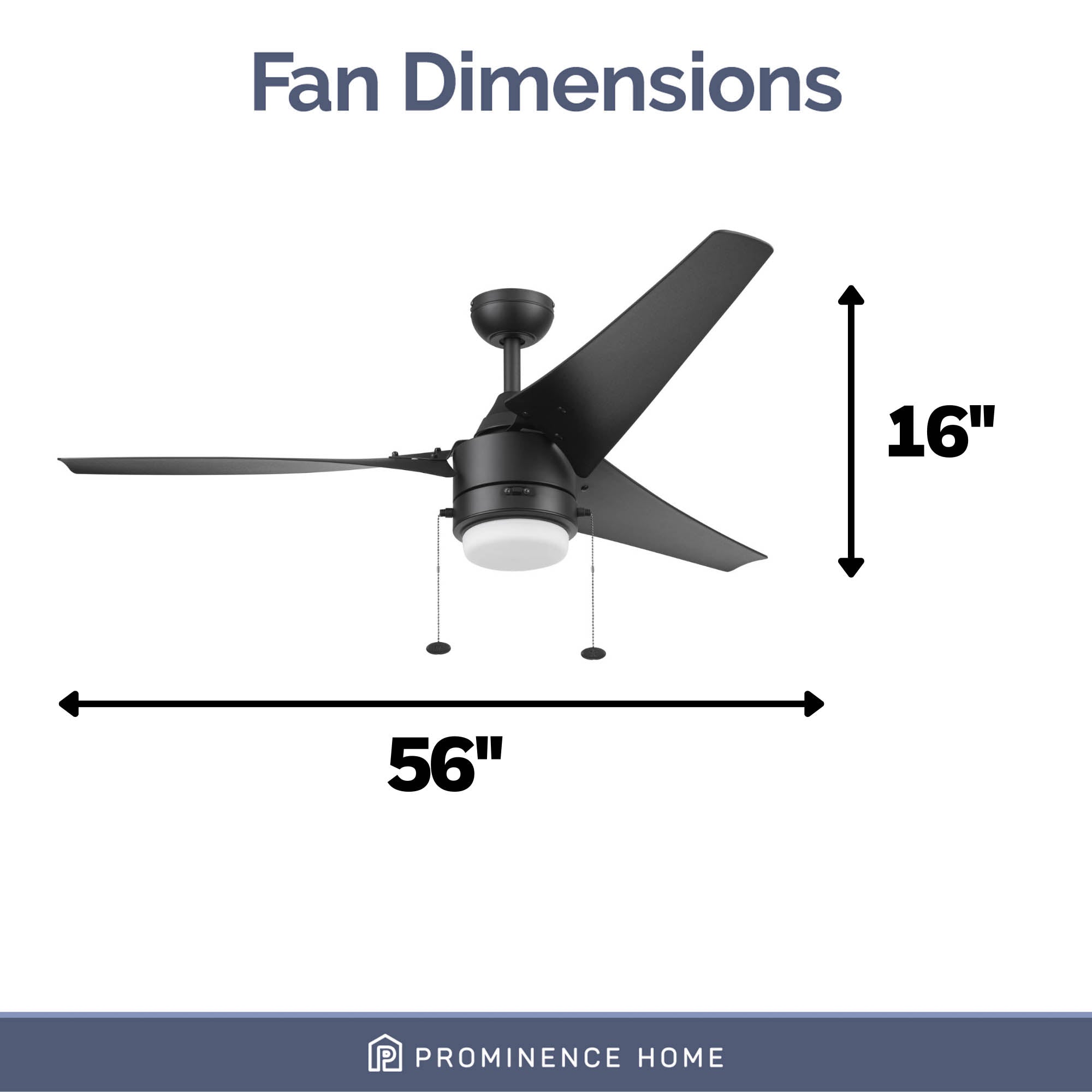 56 Inch Teo, Matte Black, Pull Chain, Indoor/Outdoor Ceiling Fan 