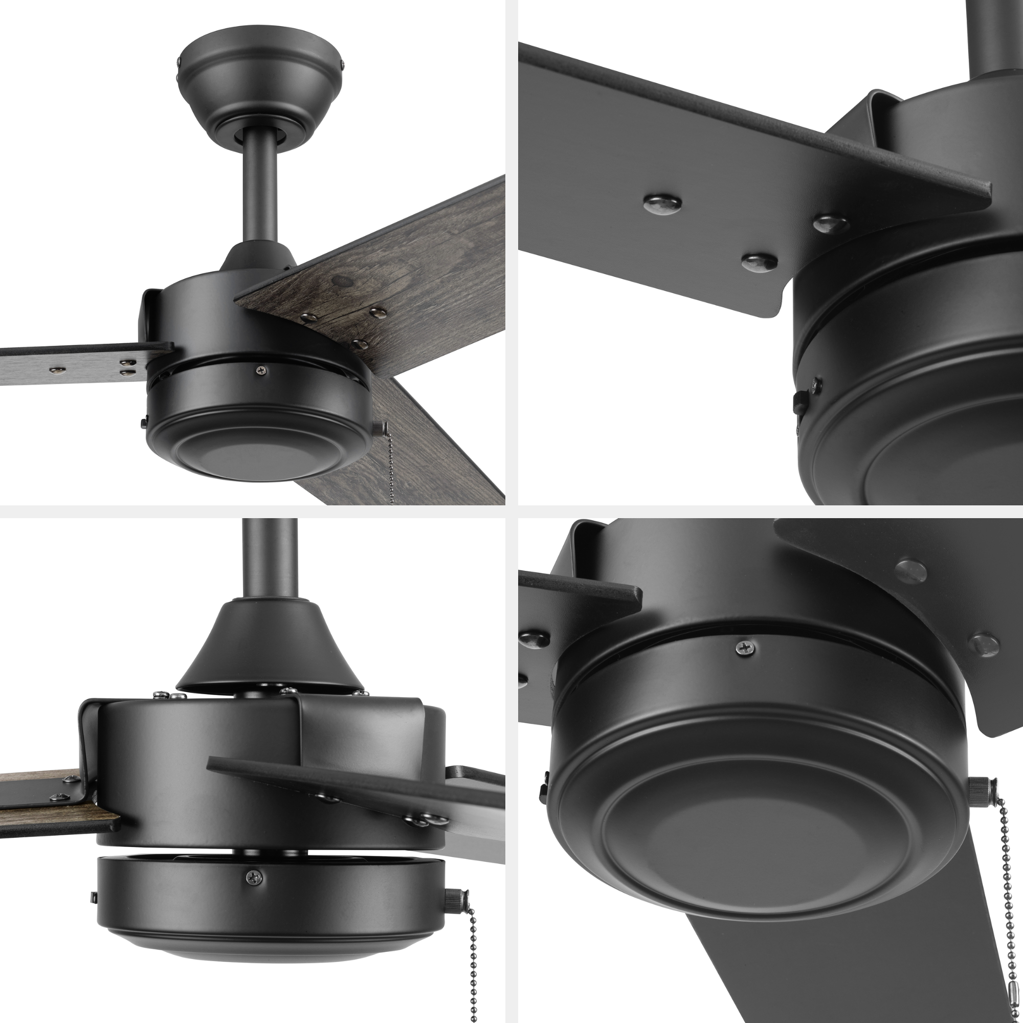 52 Inch Tenant, Matte Black, Pull Chain, Indoor/Outdoor Ceiling Fan by Prominence Home
